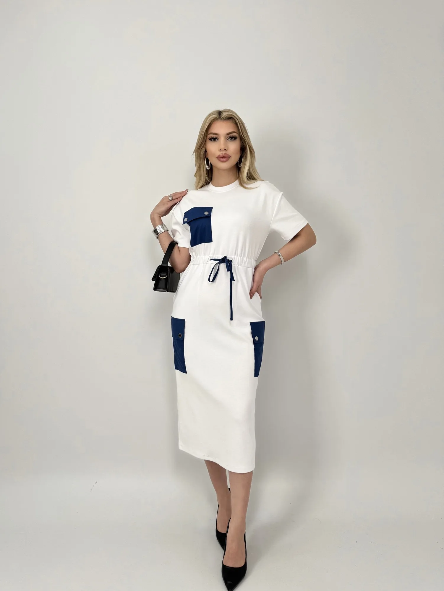 3006 BELDEN LASTİKLİ ELBİSE - BLACK - SİYAH
