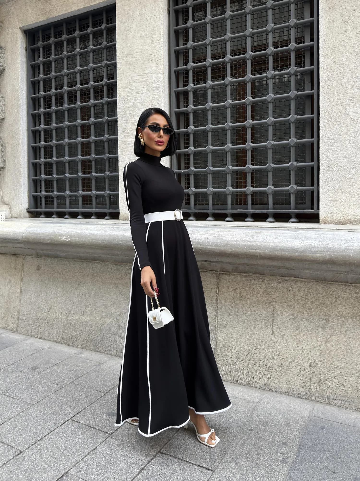 3084 ELBİSE - BLACK - SİYAH
