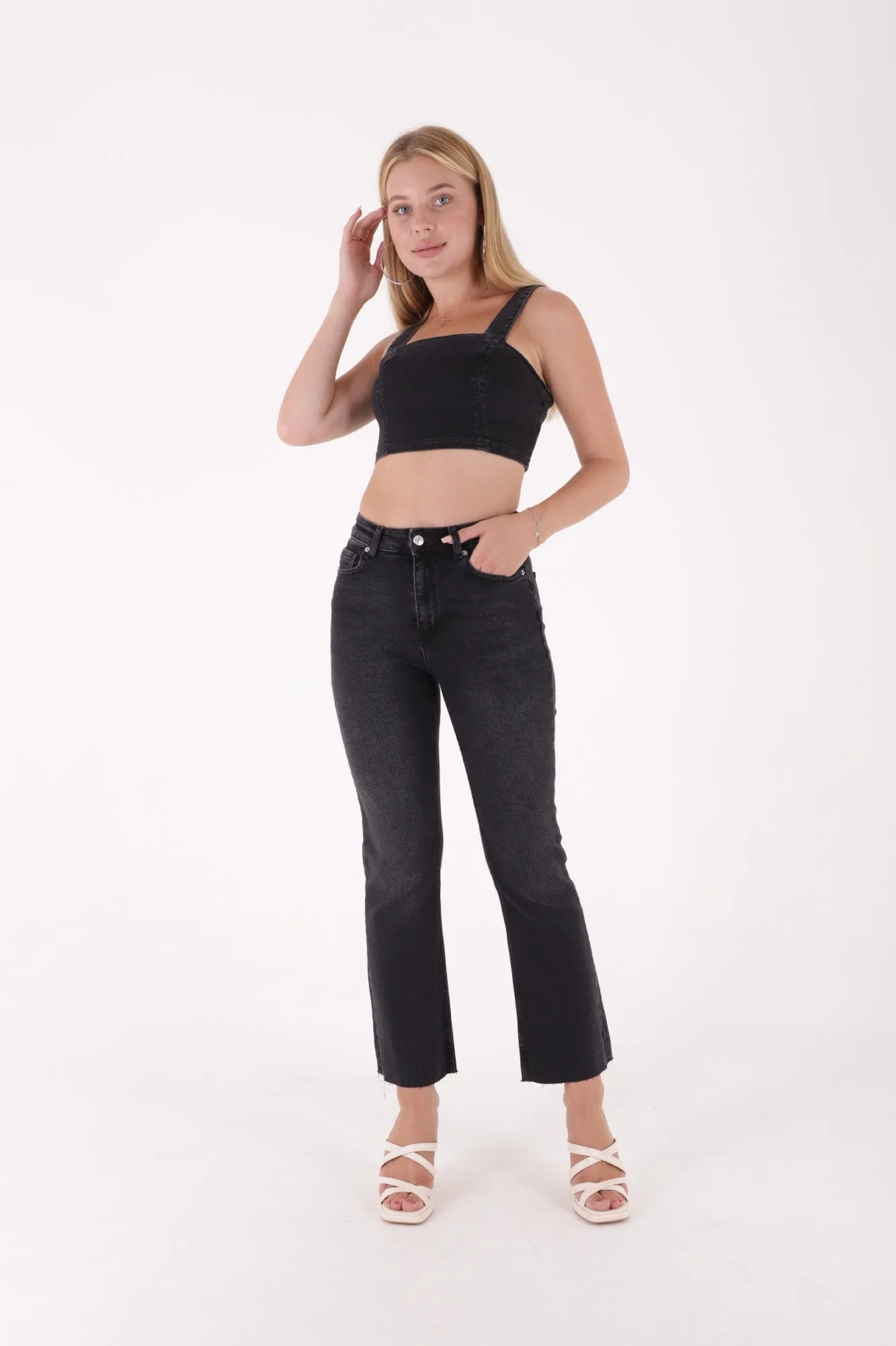 İspanyol Mom Fit Kot Pantolon 1706 - Antrasit Kot
