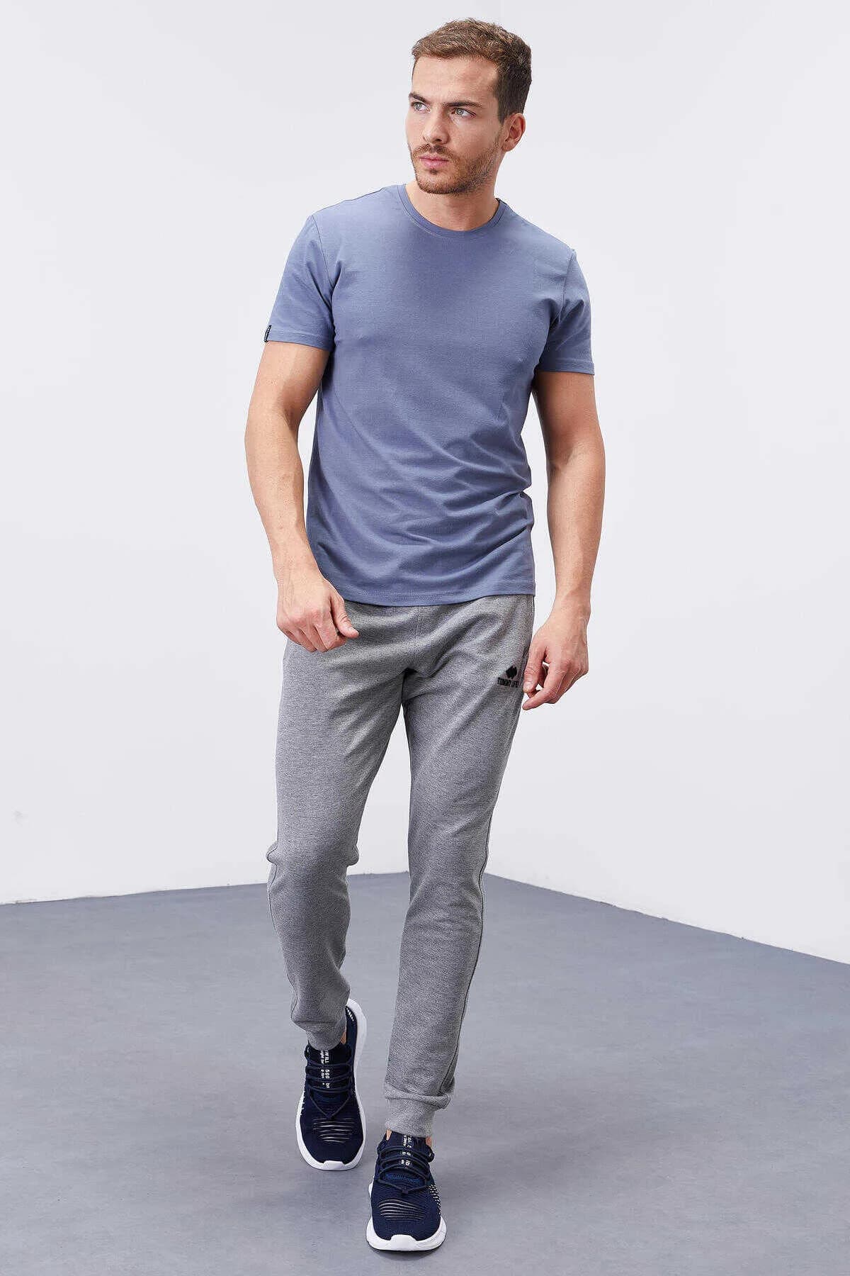 Tommylife Toptan Siyah Fermuar Cepli Dar Kalıp Jogger Erkek Eşofman Alt - 84343 - SİYAH