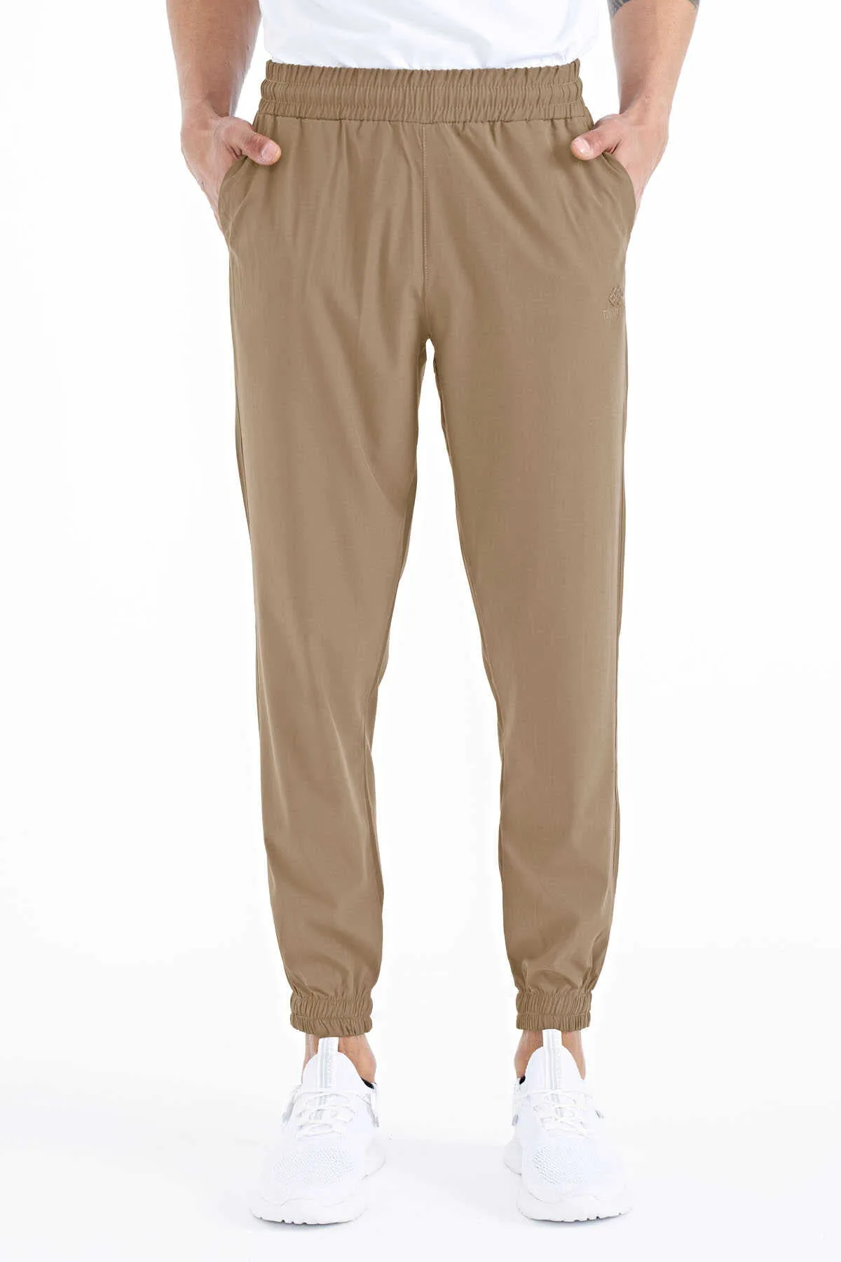 Tommylife Toptan Bej Erkek Basic Cepli Bağcıklı Rahat Form Lastik Paça Eşofman Altı - 84826 - Bej