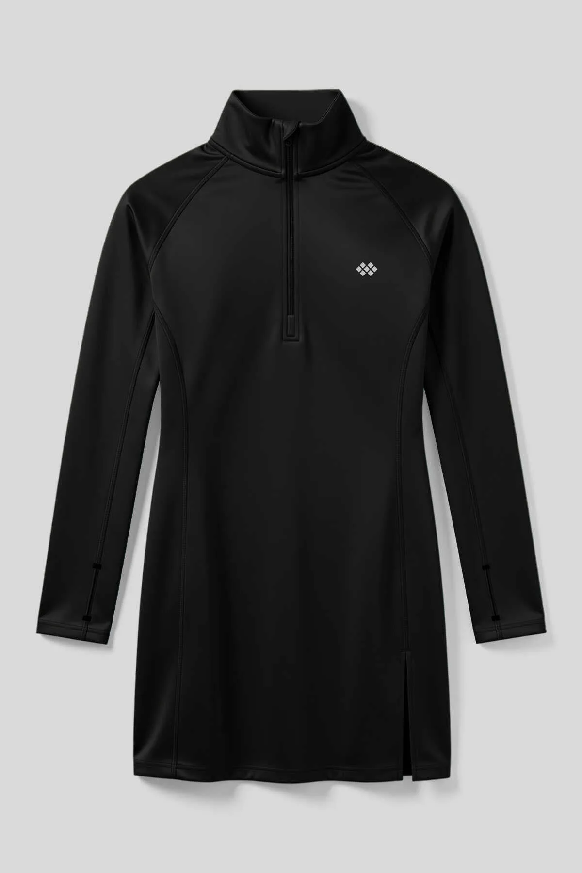 Tommlife Toptan Siyah Yarım Fermuarlı Dik Yaka Standart Fit Kadın Sporcu Tunik - 97309 - Siyah
