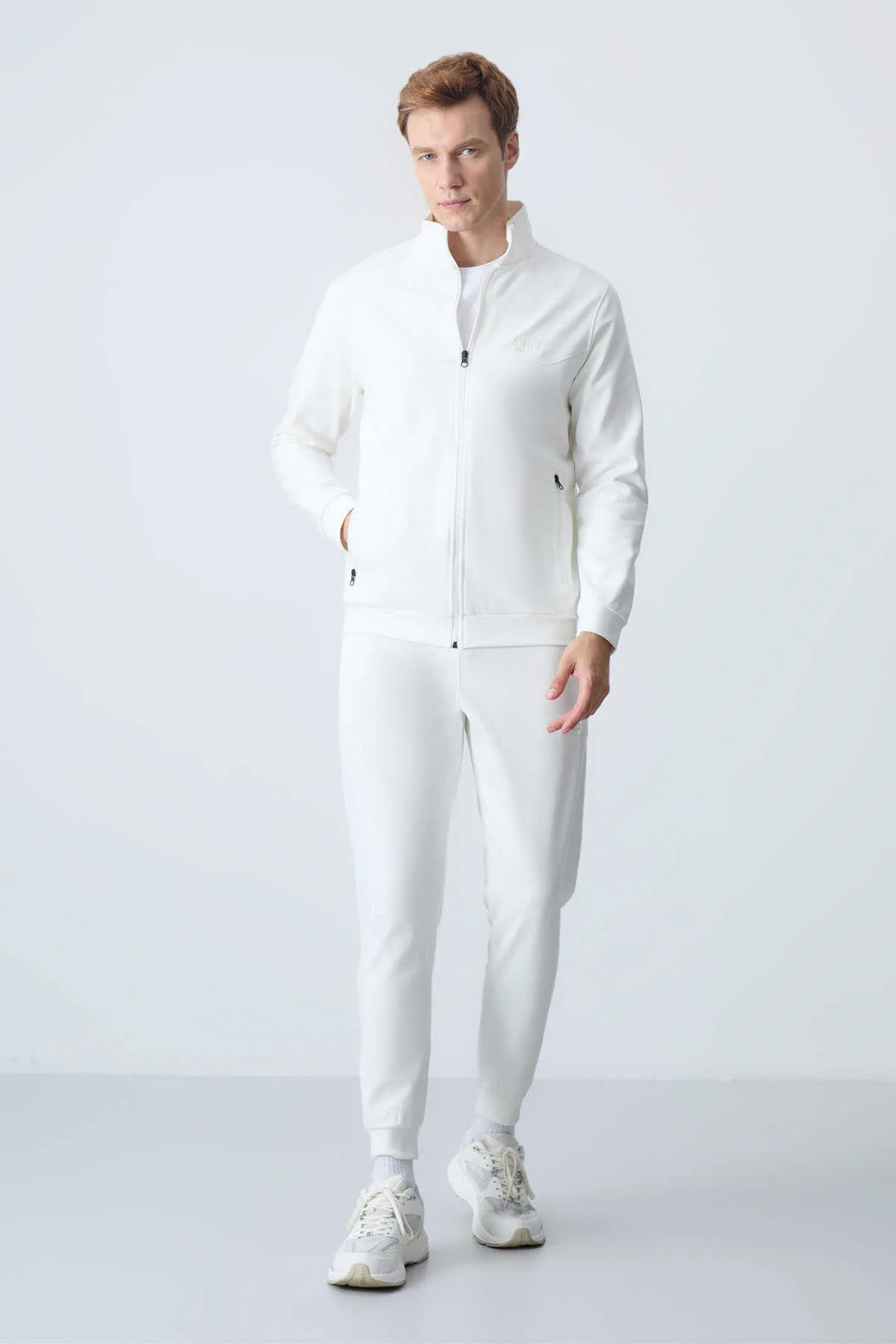 Tommylife Toptan Hugo Rahat Kalıp Jogger Erkek Eşofman Takım 85198 Ekru - EKRU