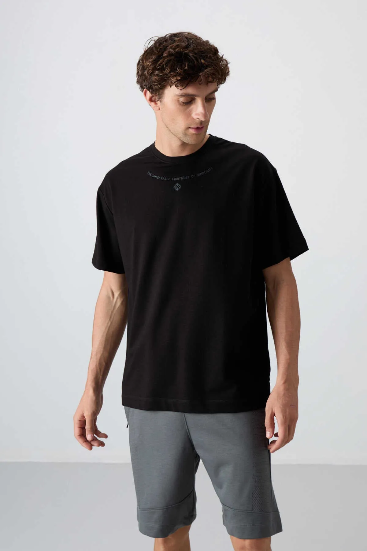 Tommylife Toptan O Yaka Oversize Baskılı Erkek T-Shirt 88343 Siyah - SİYAH