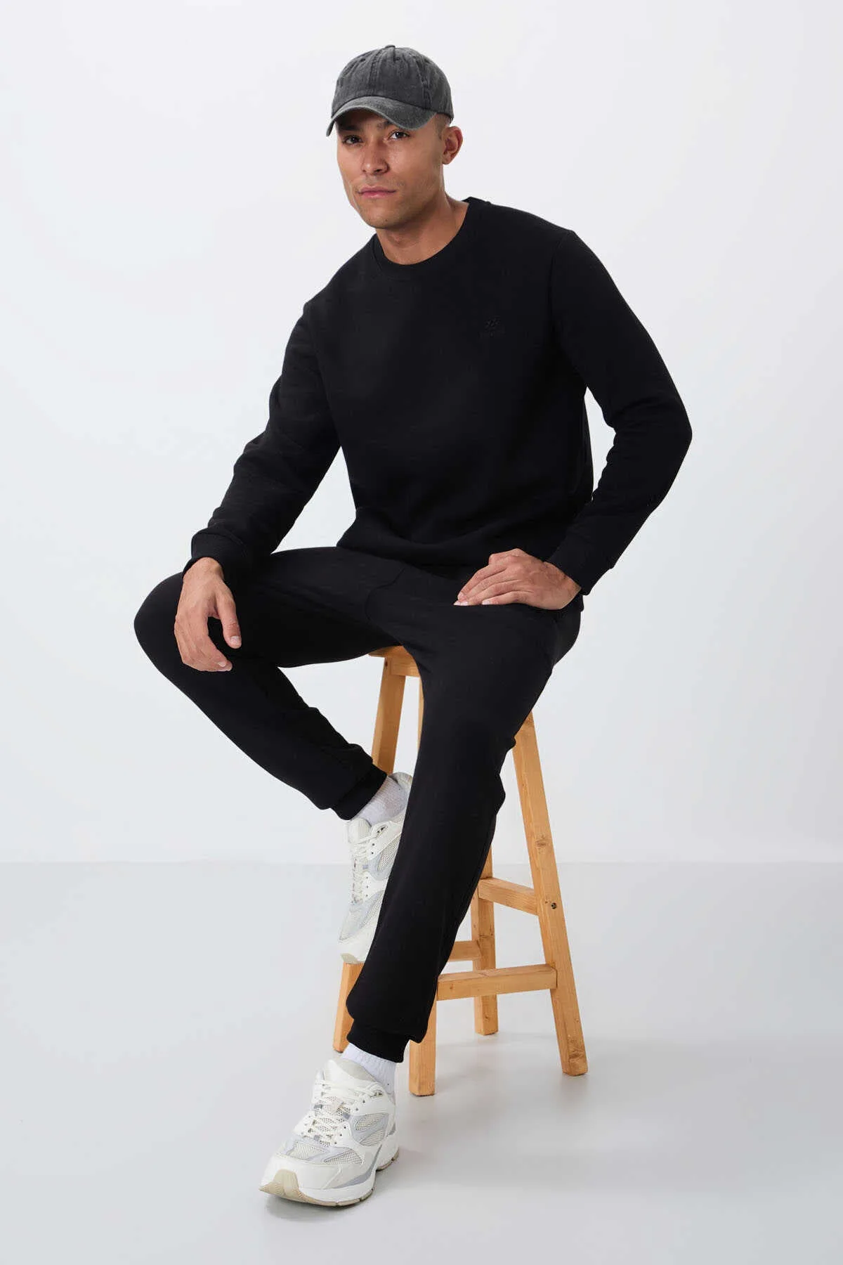 Tommylife Toptan Rahat Kalıp Basic Erkek Eşofman Takım 85265 Siyah - SİYAH