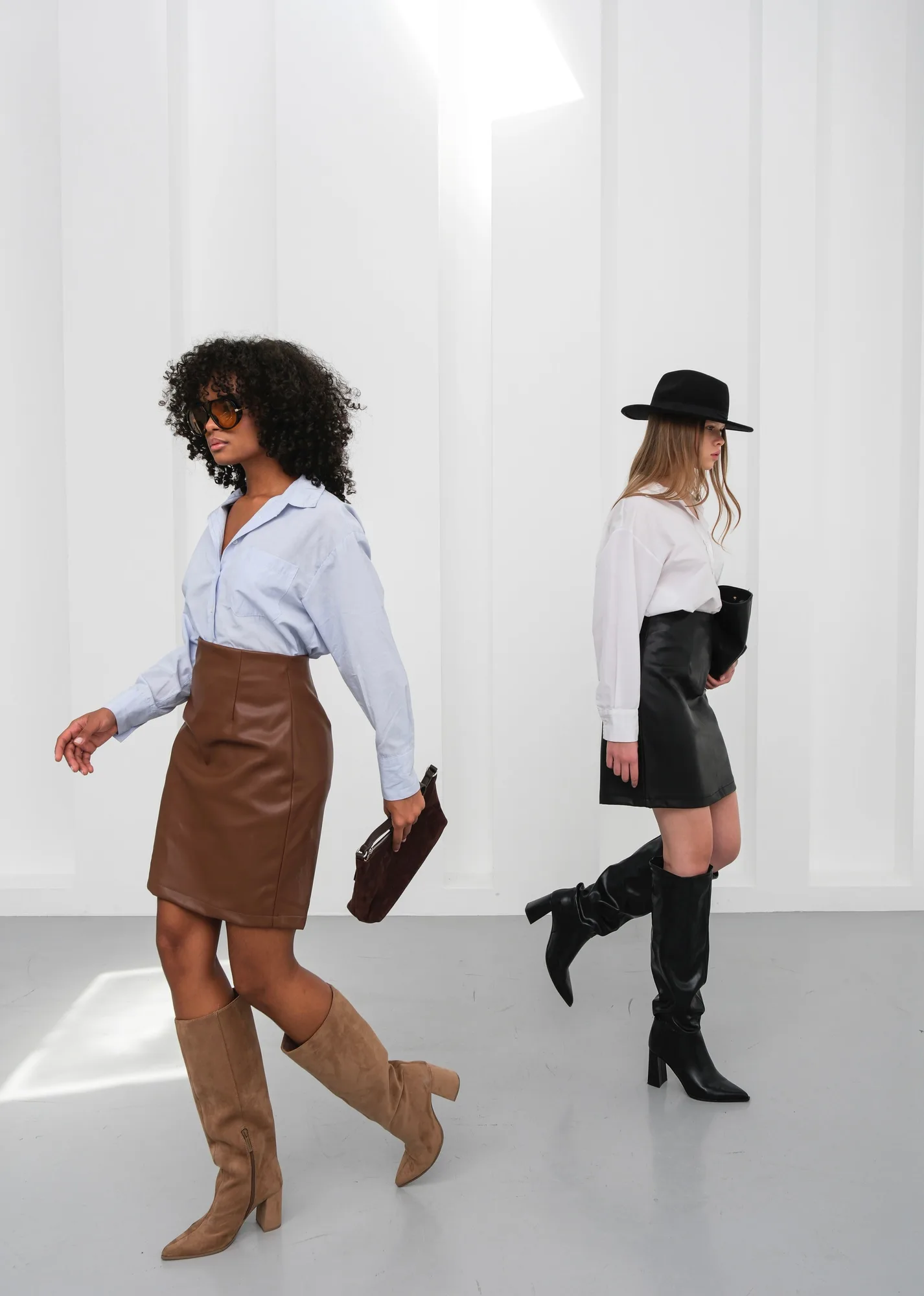 Kahverengi Yüksek Bel Bodycon Mini Etek - Kahverengi