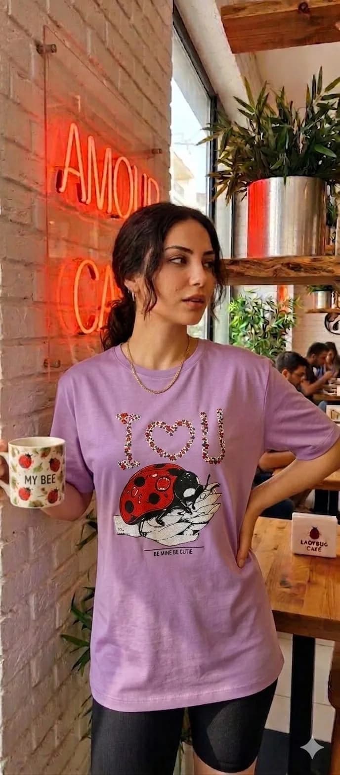 Uğur Böceği T-Shirt - Lila