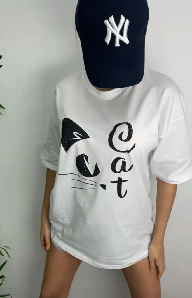 Cat T-Shirt - Beyaz