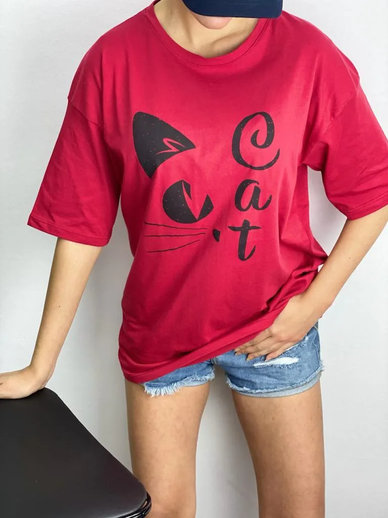 Cat T-Shirt - Kırmızı