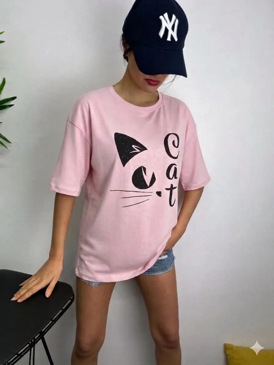 Cat T-Shirt - Pudra