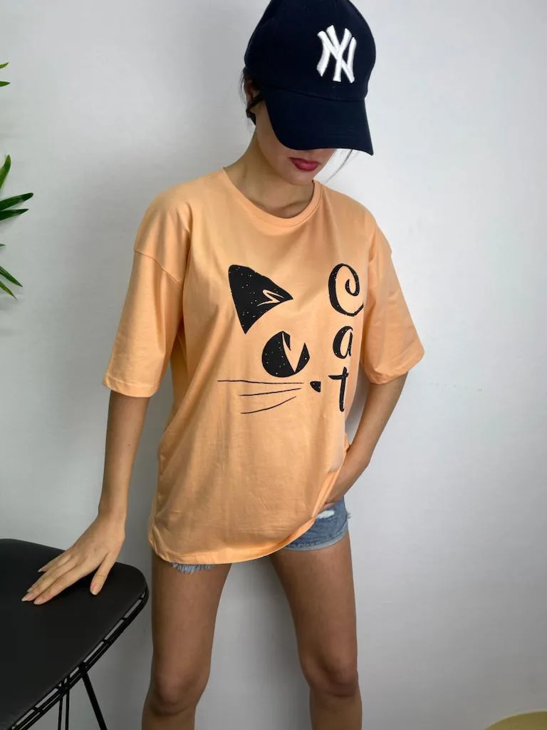 Cat T-Shirt - Turuncu