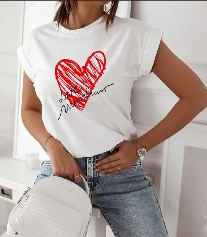 Kalpli T-Shirt - Beyaz