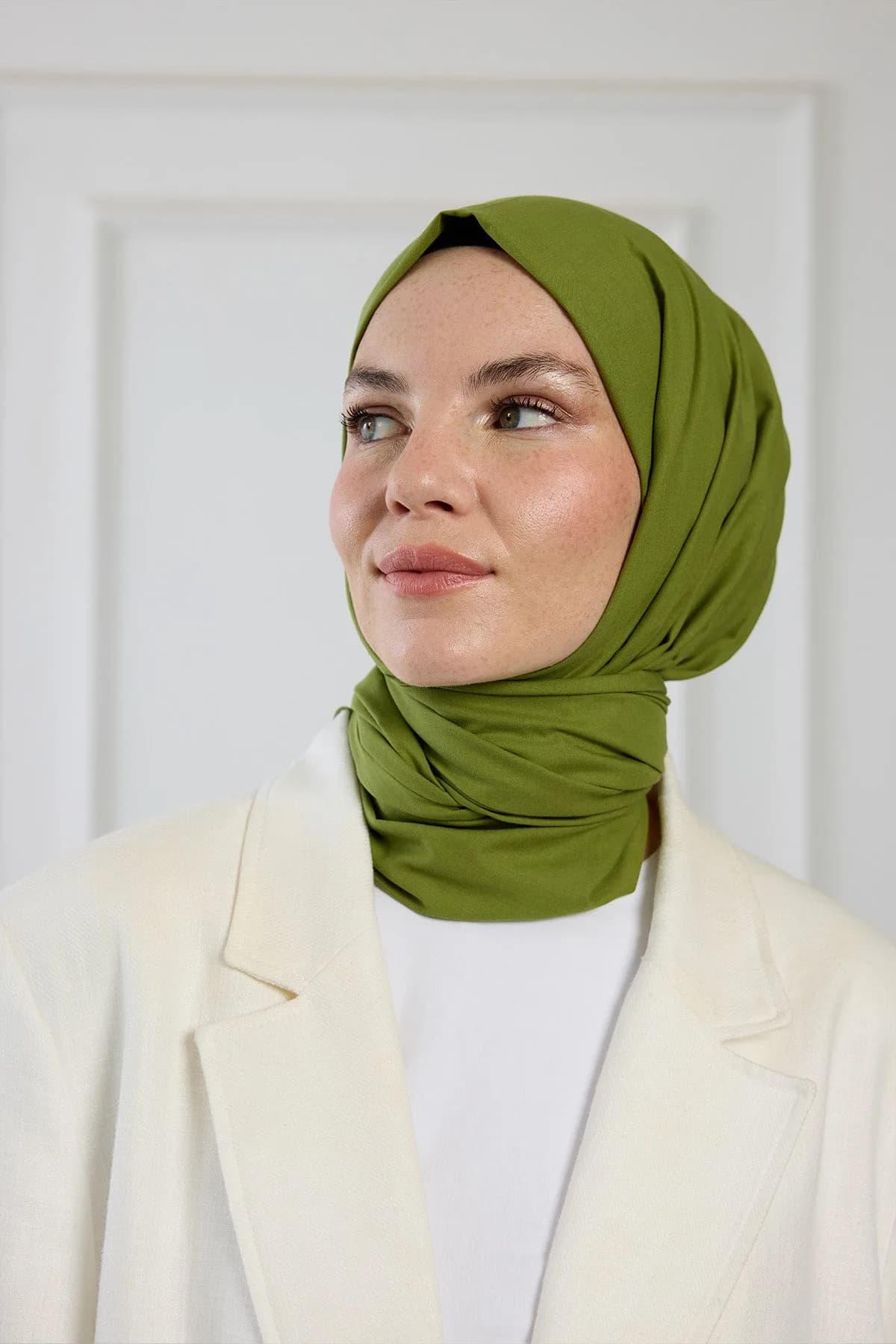 Pure Pamuk Şal - Zeytin Yeşili - Zeytin Yeşili