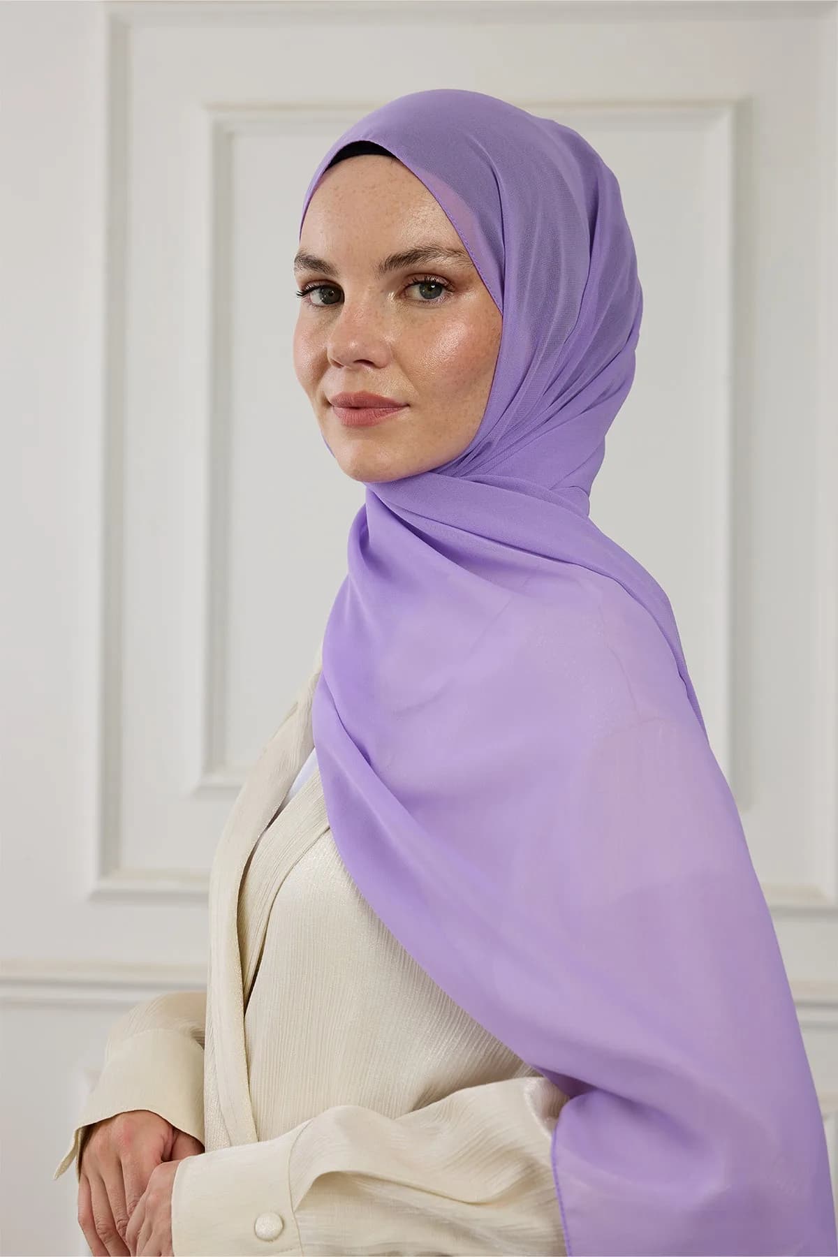 Şifon Şal - Leylak - Leylak