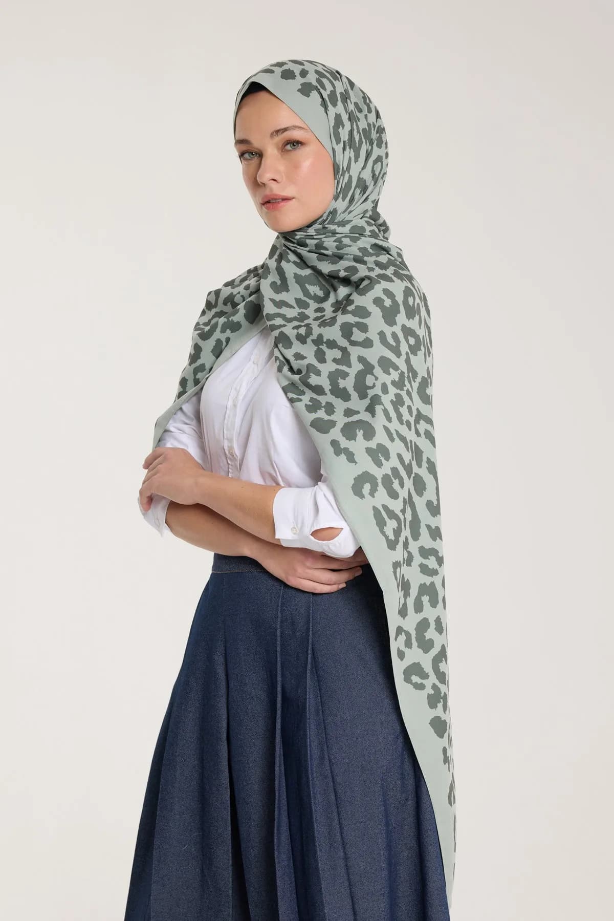 Pure Tone Şal - Leopar Desen - Çağla - Koyu Çağla - Leopar Desen - Çağla - Koyu Çağla