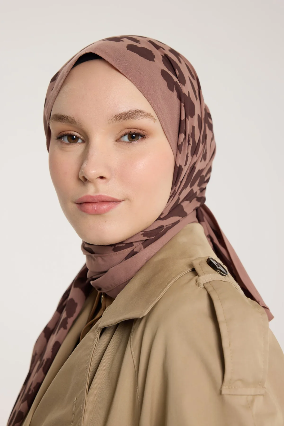 Pure Tone Şal - Leopar Desen - Sütlükahve - Kahve - Leopar Desen - Sütlükahve - Kahve