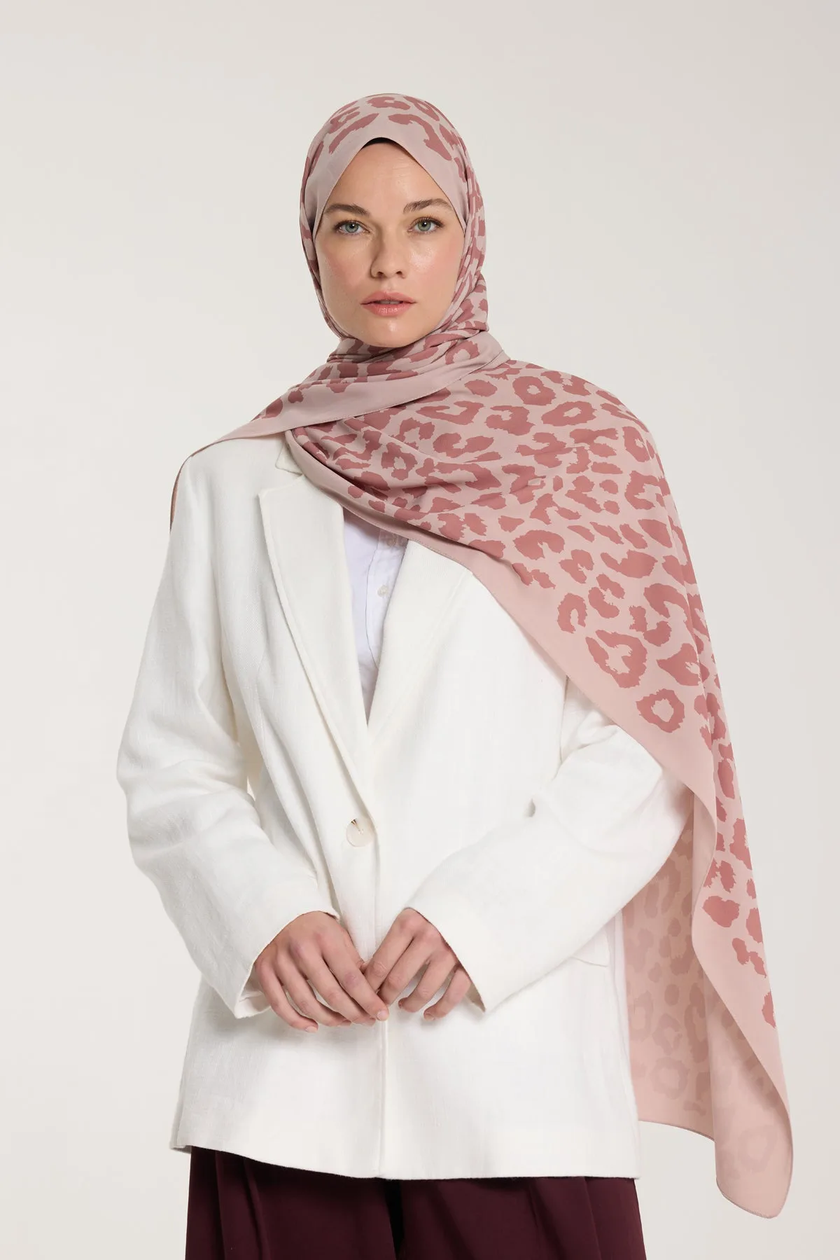 Pure Tone Şal - Leopar Desen - Latte - Nude - Leopar Desen - Latte - Nude