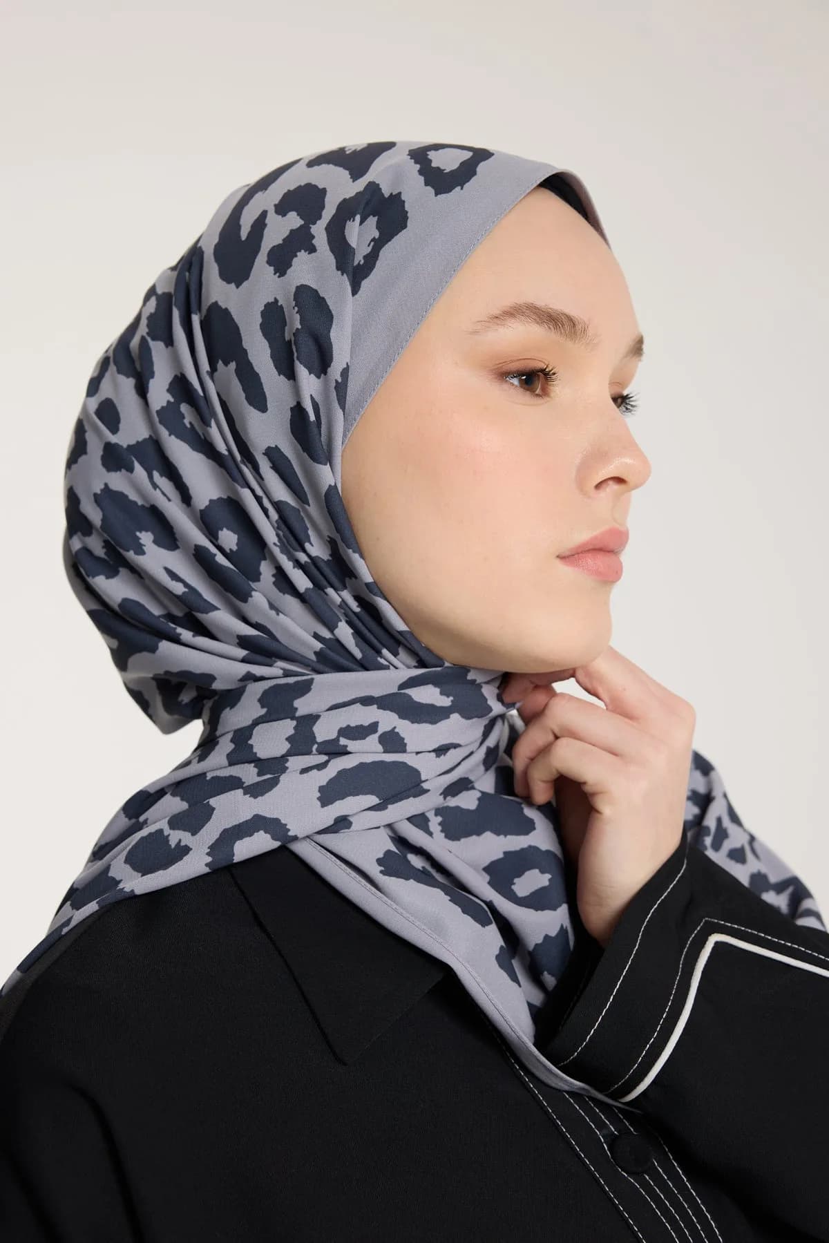 Pure Tone Şal - Leopar Desen - Gümüş - Füme - Leopar Desen - Gümüş - Füme