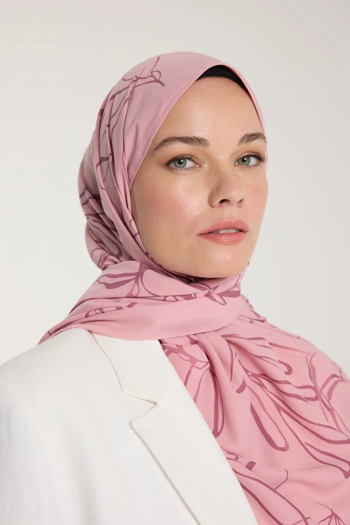 Pure Tone Şal - Yaprak Desen - Pembe - Gülkurusu - Yaprak Desen - Pembe - Gülkurusu