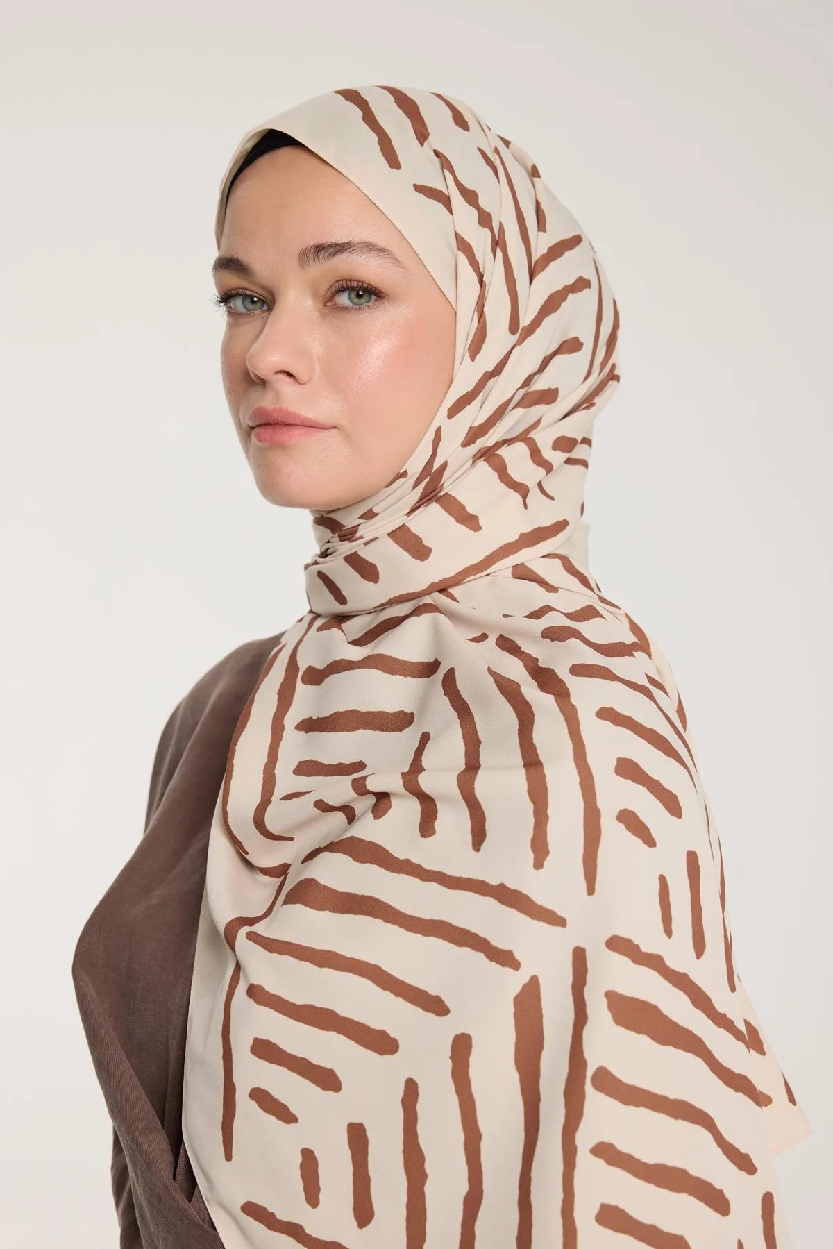 Pure Tone Şal - V Desen - Bej - Kahve - V Desen - Bej - Kahve