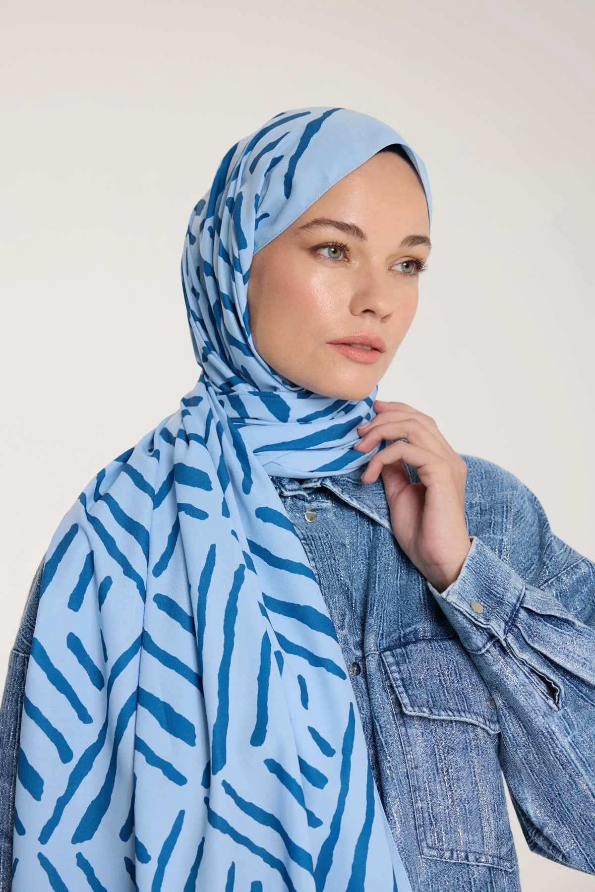 Pure Tone Şal - V Desen - Bebe Mavisi - Mavi - V Desen - Bebe Mavisi - Mavi