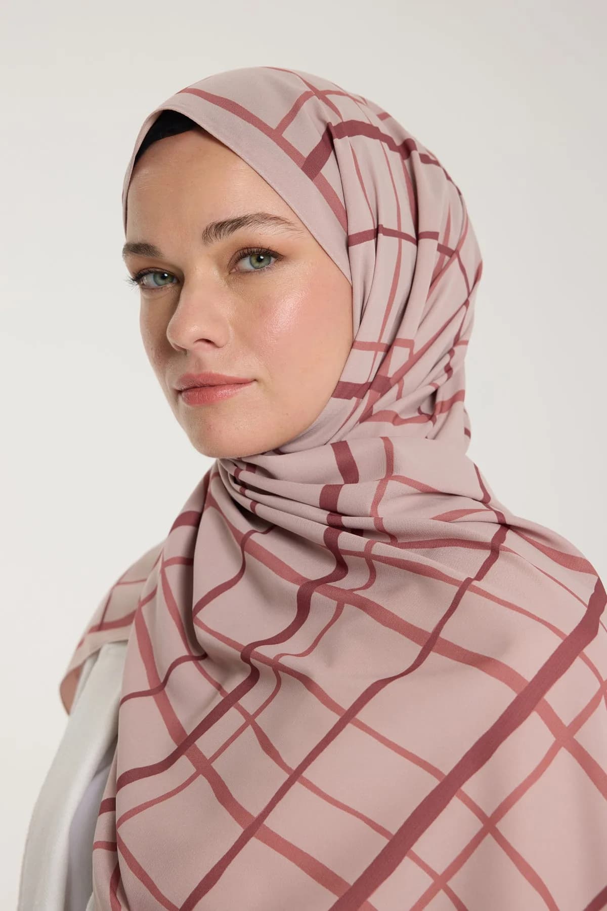 Pure Tone Şal - Kare Desen - Latte - Nude - Kare Desen - Latte - Nude
