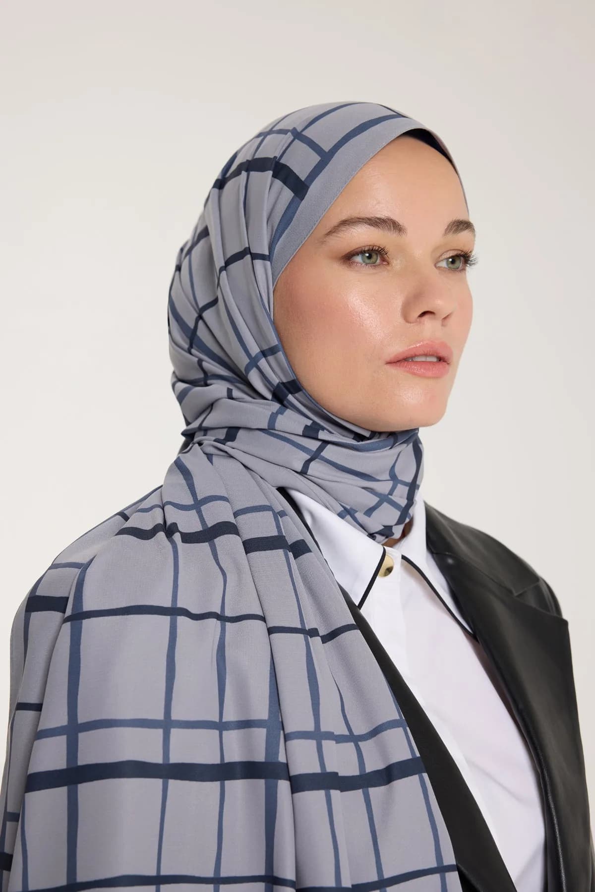 Pure Tone Şal - Kare Desen - Gümüş - Laci - Kare Desen - Gümüş - Laci
