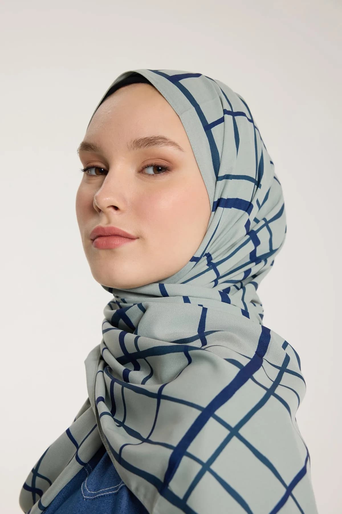Pure Tone Şal - Kare Desen - Çağla - Laci - Kare Desen - Çağla - Laci