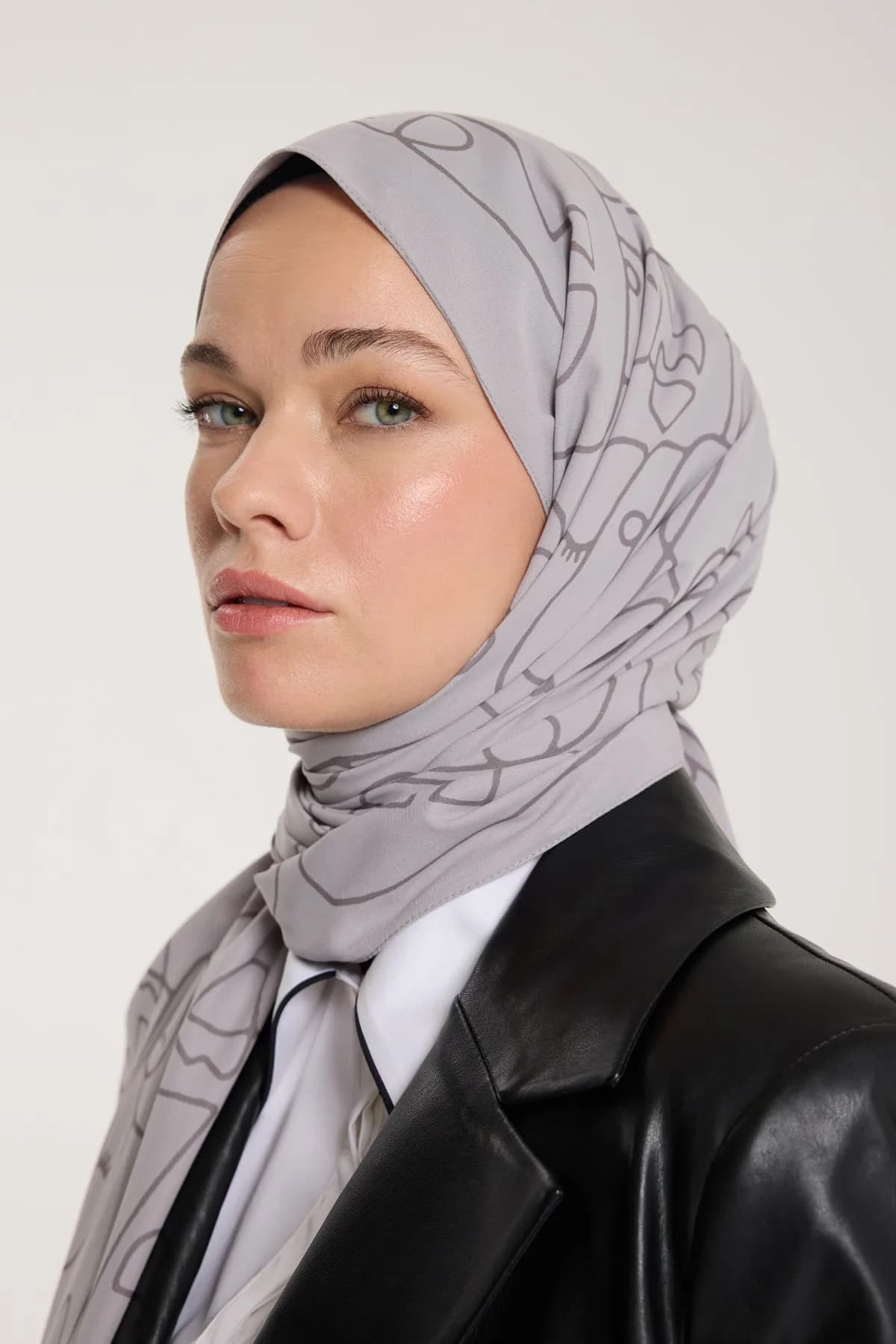 Pure Tone Şal - Marjinal Desen - Soft Gri - Gri - Marjinal Desen - Soft Gri - Gri