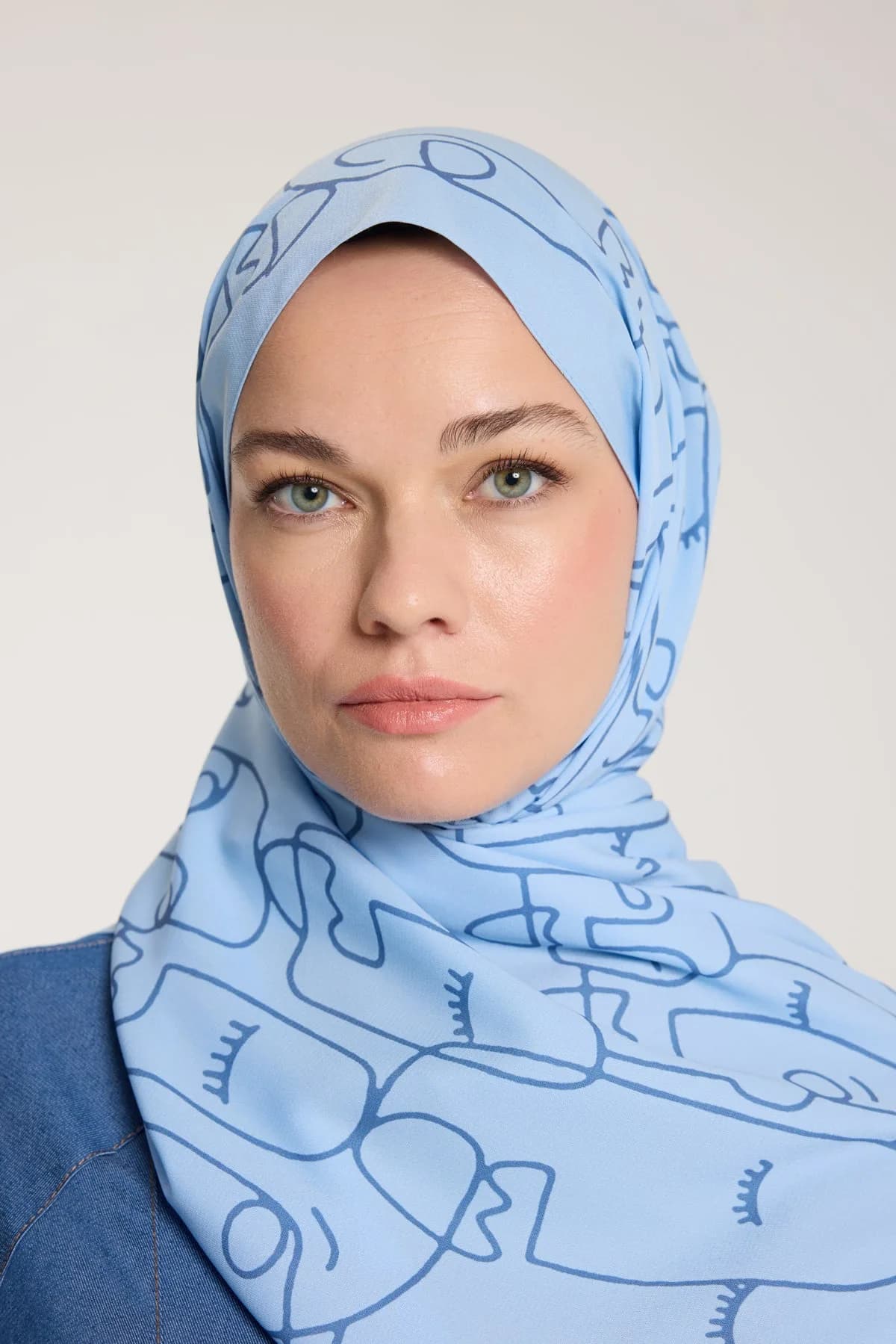 Pure Tone Şal - Marjinal Desen - Bebe Mavisi - Mavi - Marjinal Desen - Bebe Mavisi - Mavi