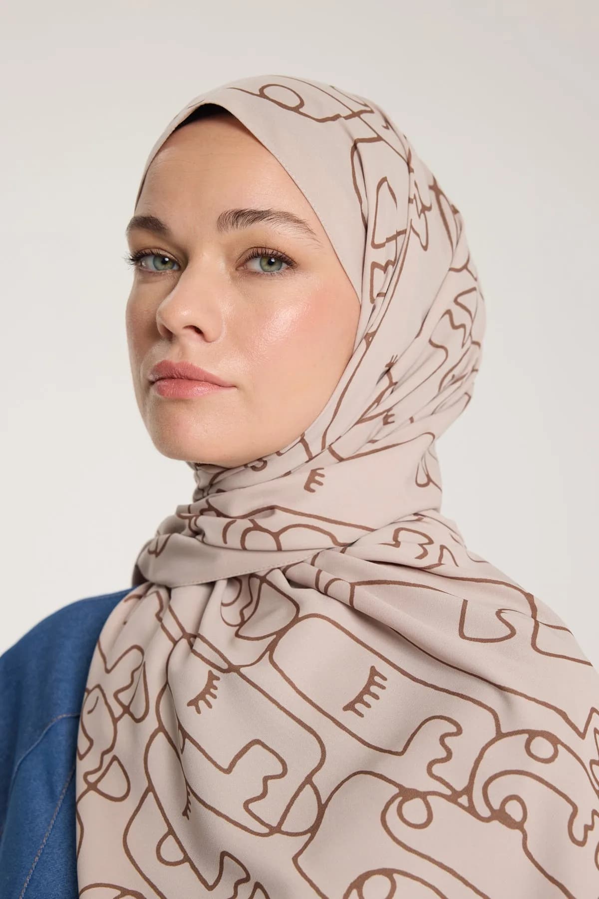 Pure Tone Şal - Marjinal Desen - Taş - Kahve - Marjinal Desen - Taş - Kahve