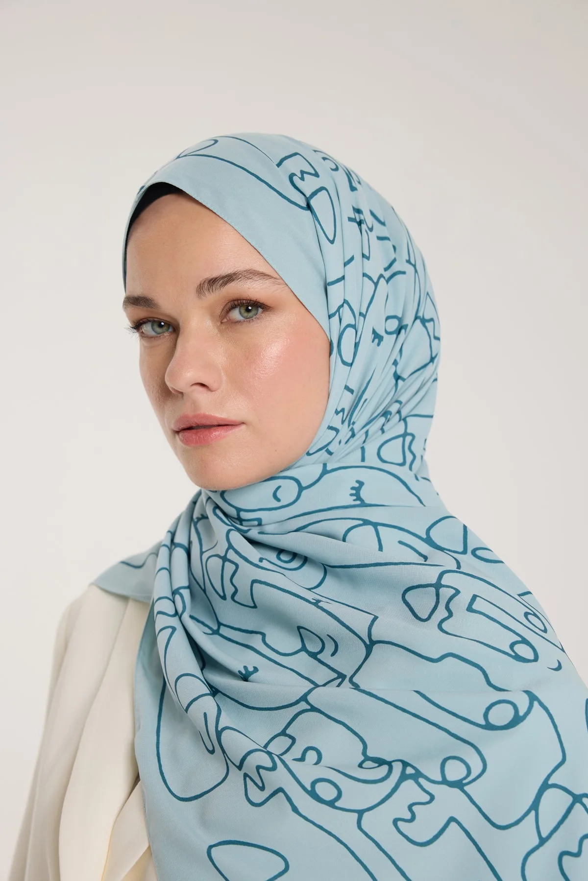 Pure Tone Şal - Marjinal Desen - Su Yeşili - Yeşil - Marjinal Desen - Su Yeşili - Yeşil