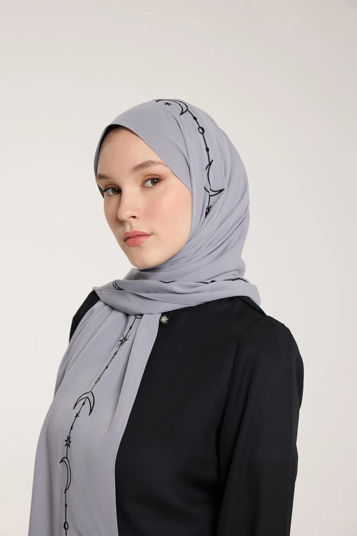 Nakış Şal - Hilal Dokuma - Gri - Siyah - Hilal Dokuma - Gri - Siyah