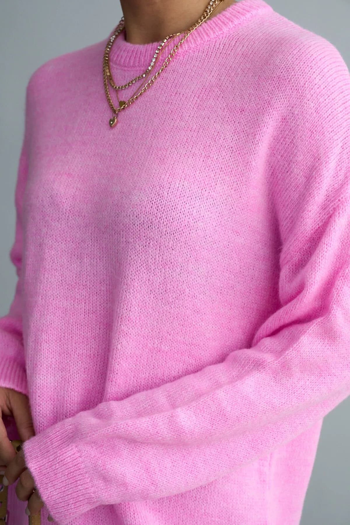Pembe Duble Yaka Kazak
