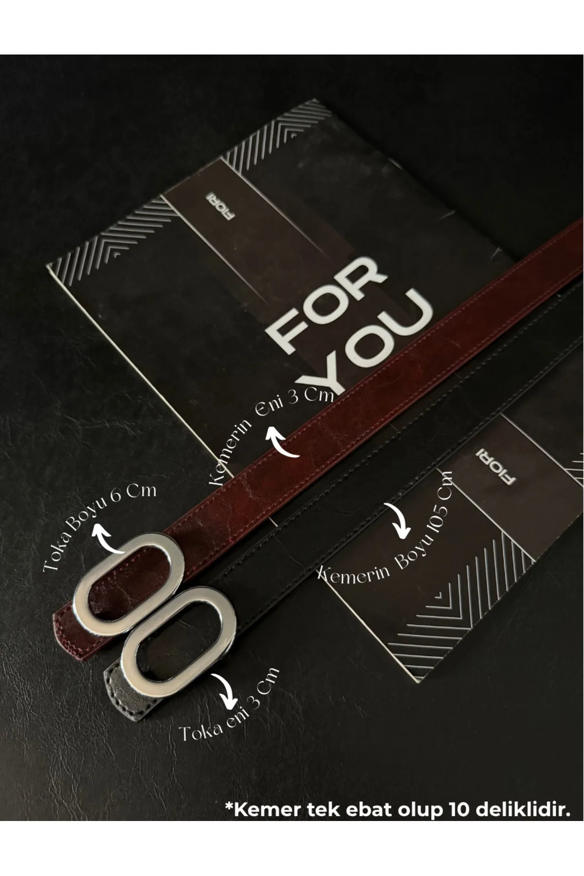 2'li Oval Gümüş Tokalı Kadın Pantolon Kemeri, Ceket Kemeri, Gömlek Kemeri, Elbise Kemeri - Siyah-Bordo-Silver