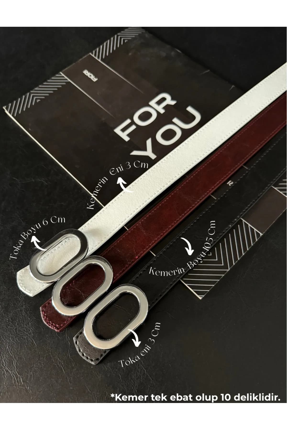 3'lü Oval Gümüş Tokalı Kadın Pantolon Kemeri, Ceket Kemeri, Gömlek Kemeri, Elbise Kemeri - Siyah-Bordo-Beyaz-Silver