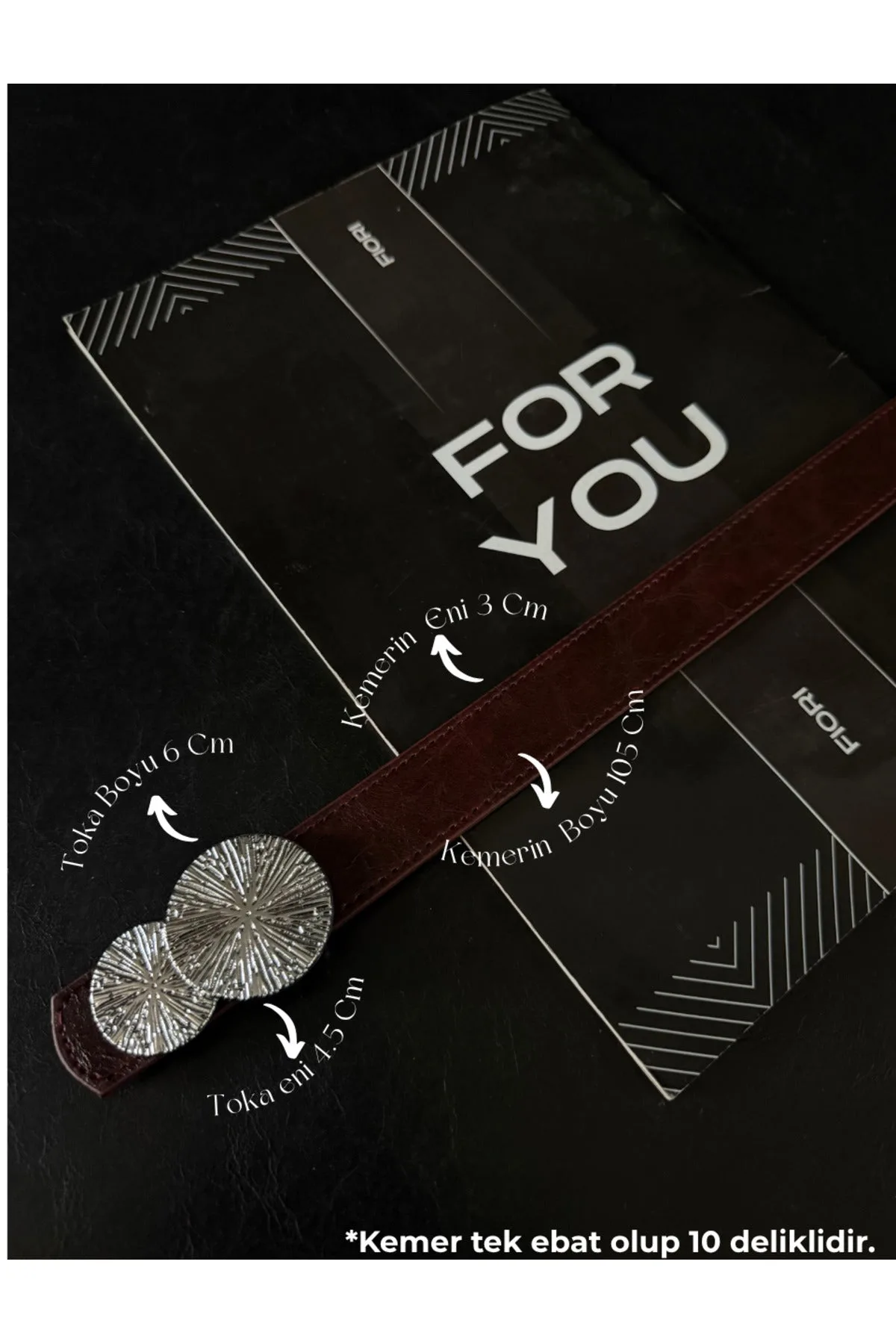 Yuvarlak Gold Toka Kadın Kemeri, Pantolon Kemeri, Ceket Kemeri, Elbise Kemeri, Gömlek Kemeri - Bordo-Silver