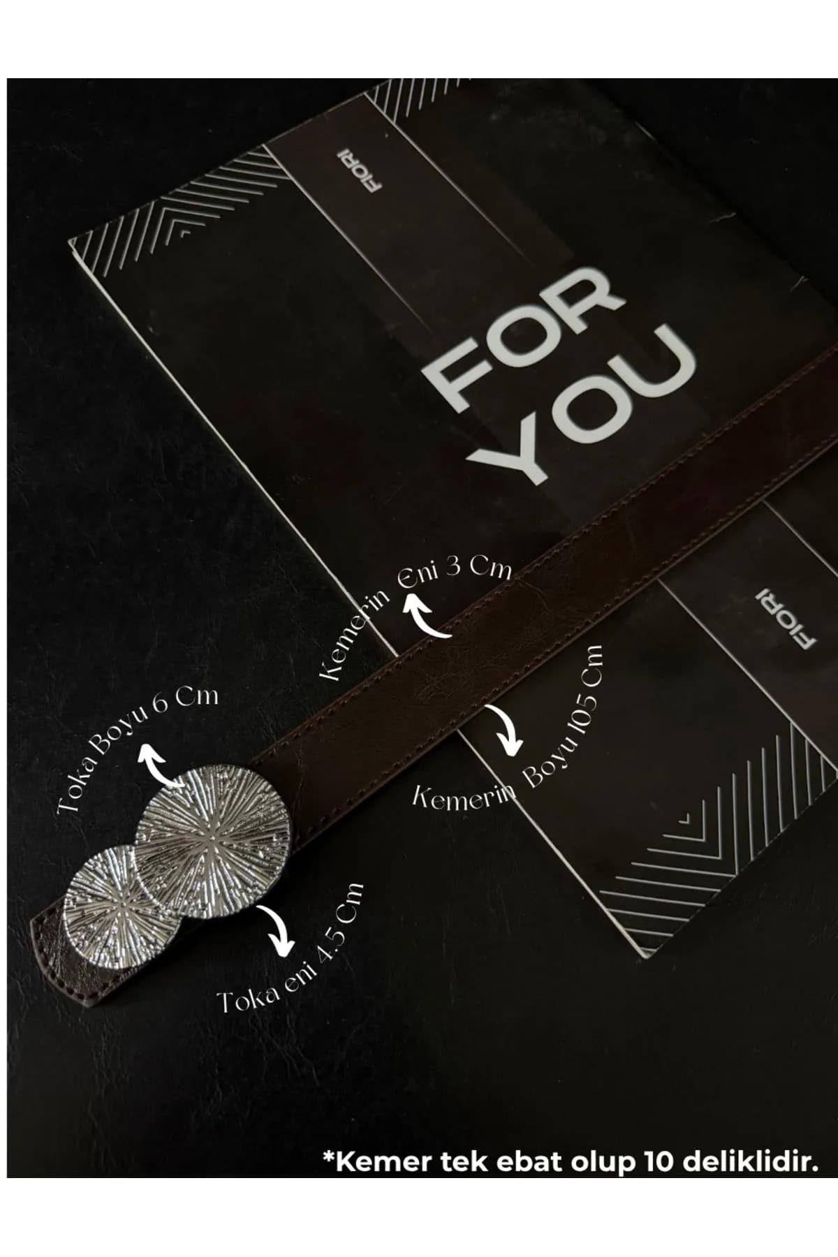 Yuvarlak Gold Toka Kadın Kemeri, Pantolon Kemeri, Ceket Kemeri, Elbise Kemeri, Gömlek Kemeri - Kahverengi-Silver