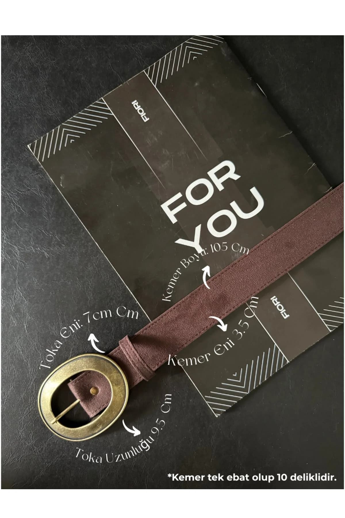 Süet Oval Antik Tokalı Kadın Pantolon Kemeri, Ceket Kemeri, Gömlek Kemeri, Elbise Kemeri - Kahverengi-Antik