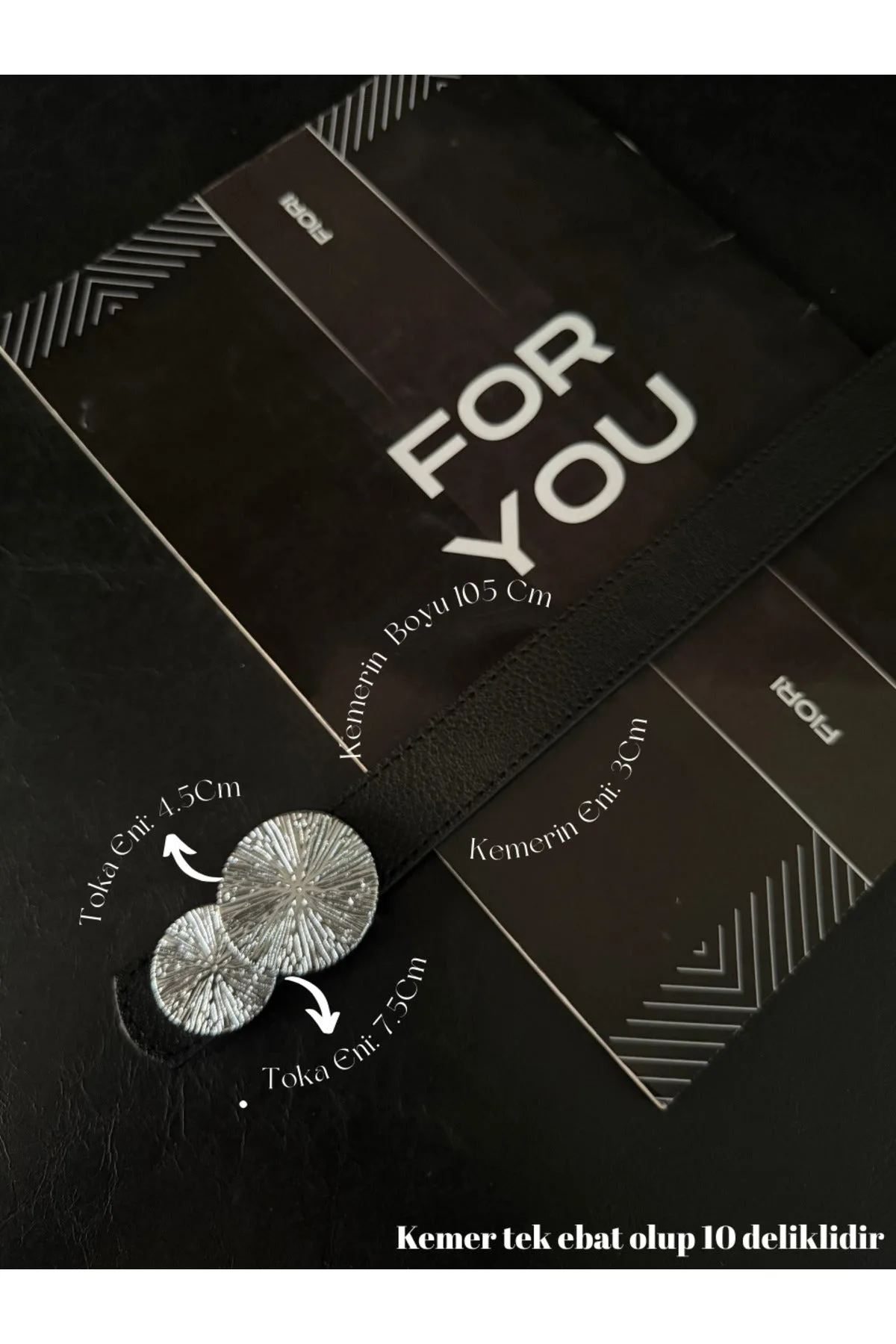Yuvarlak Gümüş Toka Kadın Kemeri, Pantolon Kemeri, Ceket Kemeri, Elbise Kemeri, Gömlek Kemeri - Siyah-Silver