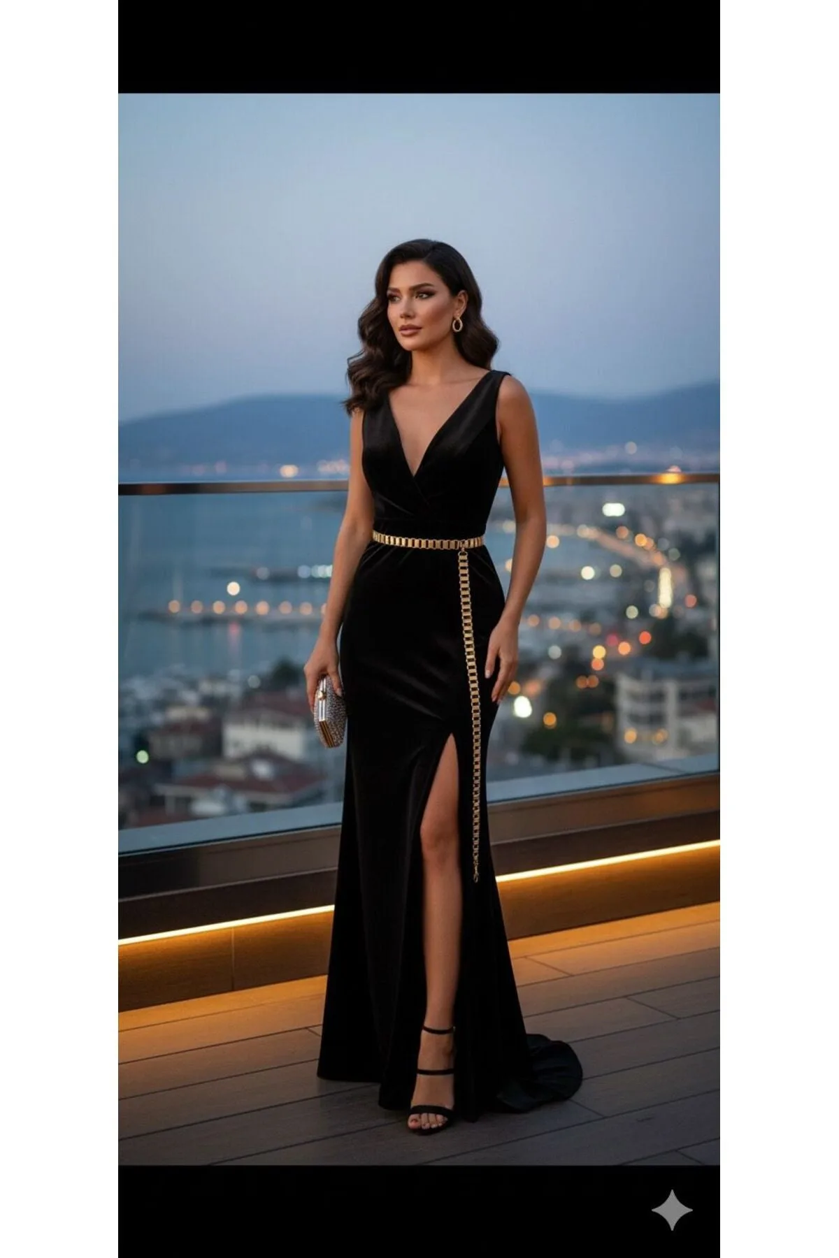 İnce Detaylı Zincir Kemer Bel Kemeri,Elbise Kemeri,Etek Kemeri,Pantolon Kemeri - Gold