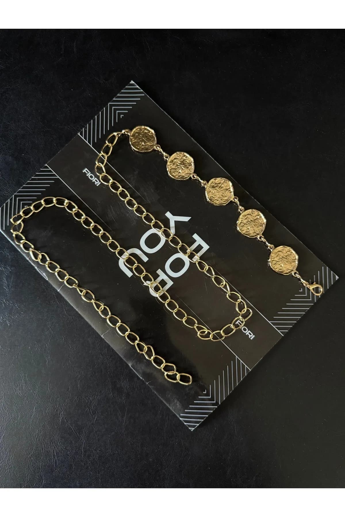 Yuvarlak Zincir Detaylı Kadın Kemeri Bel Kemeri,Elbise Kemeri,Etek Kemeri,Pantolon Kemeri - Gold