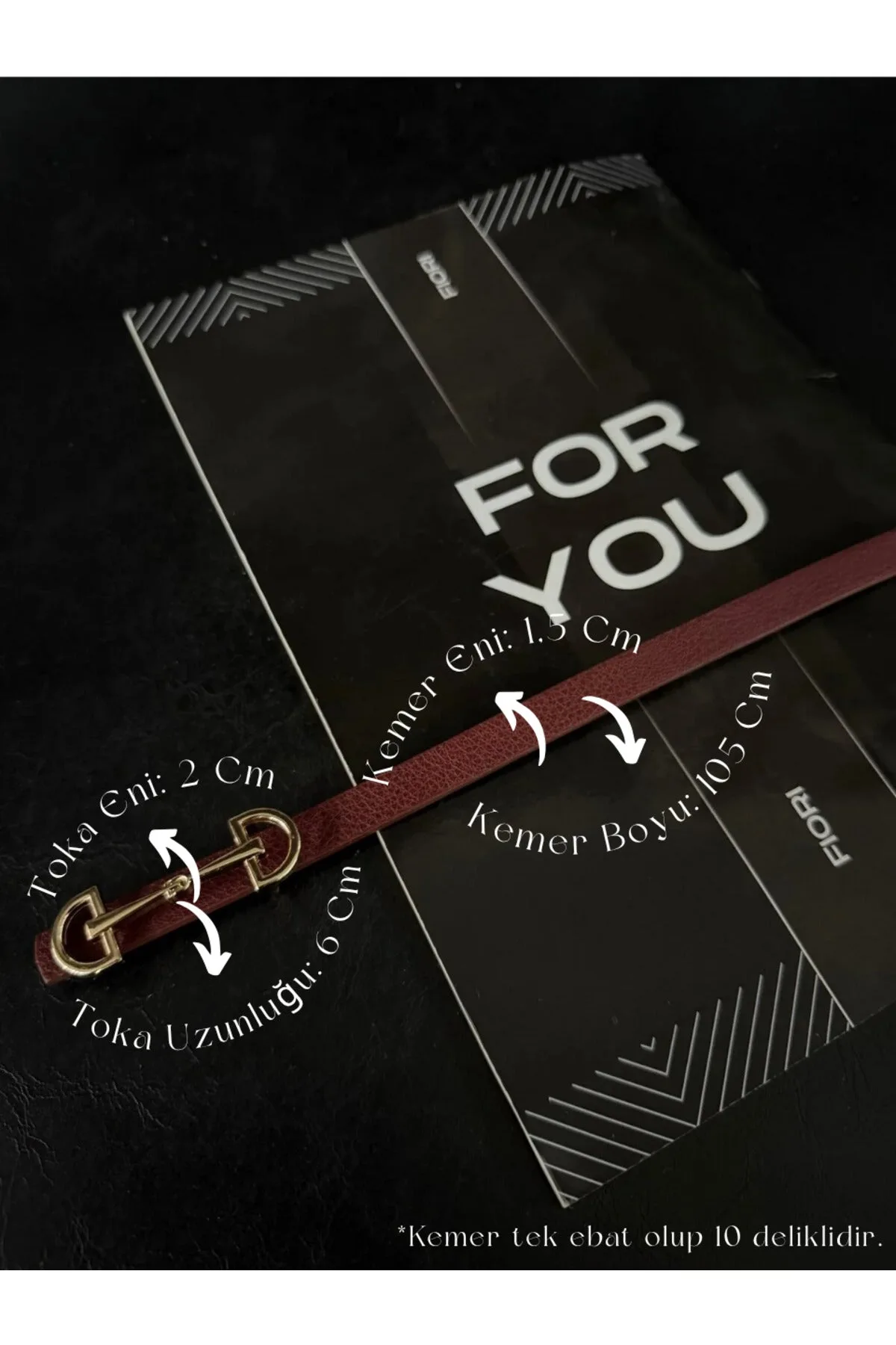 Uzun Gold Tokalı Ince Kadın Kemeri, Ceket Kemeri, Gömlek Kemeri, Elbise Kemeri - Bordo