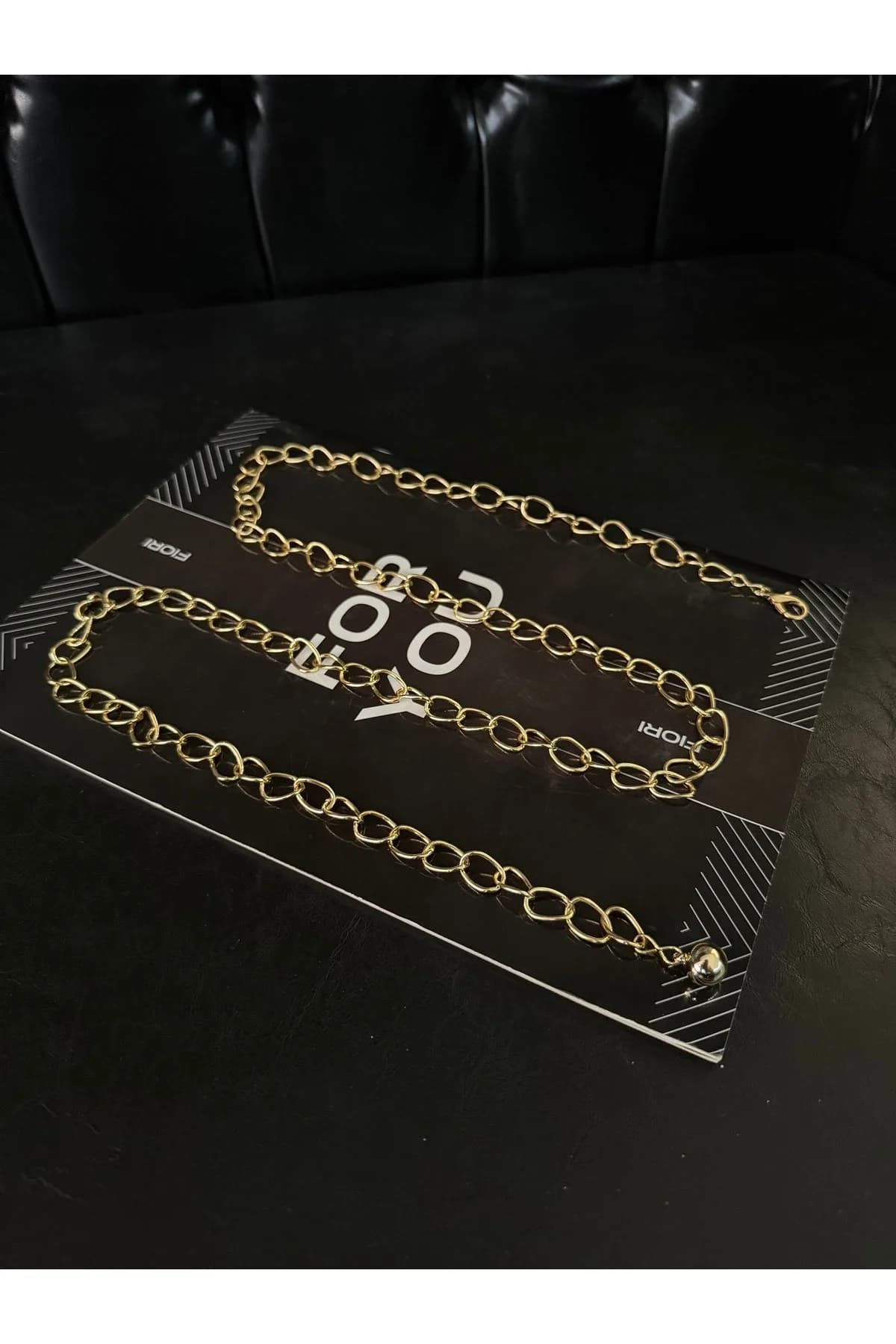 Zincir Detaylı Kadın Bel Zinciri Bel Kemeri,Elbise Kemeri,Etek Kemeri,Pantolon Kemeri - GOLD