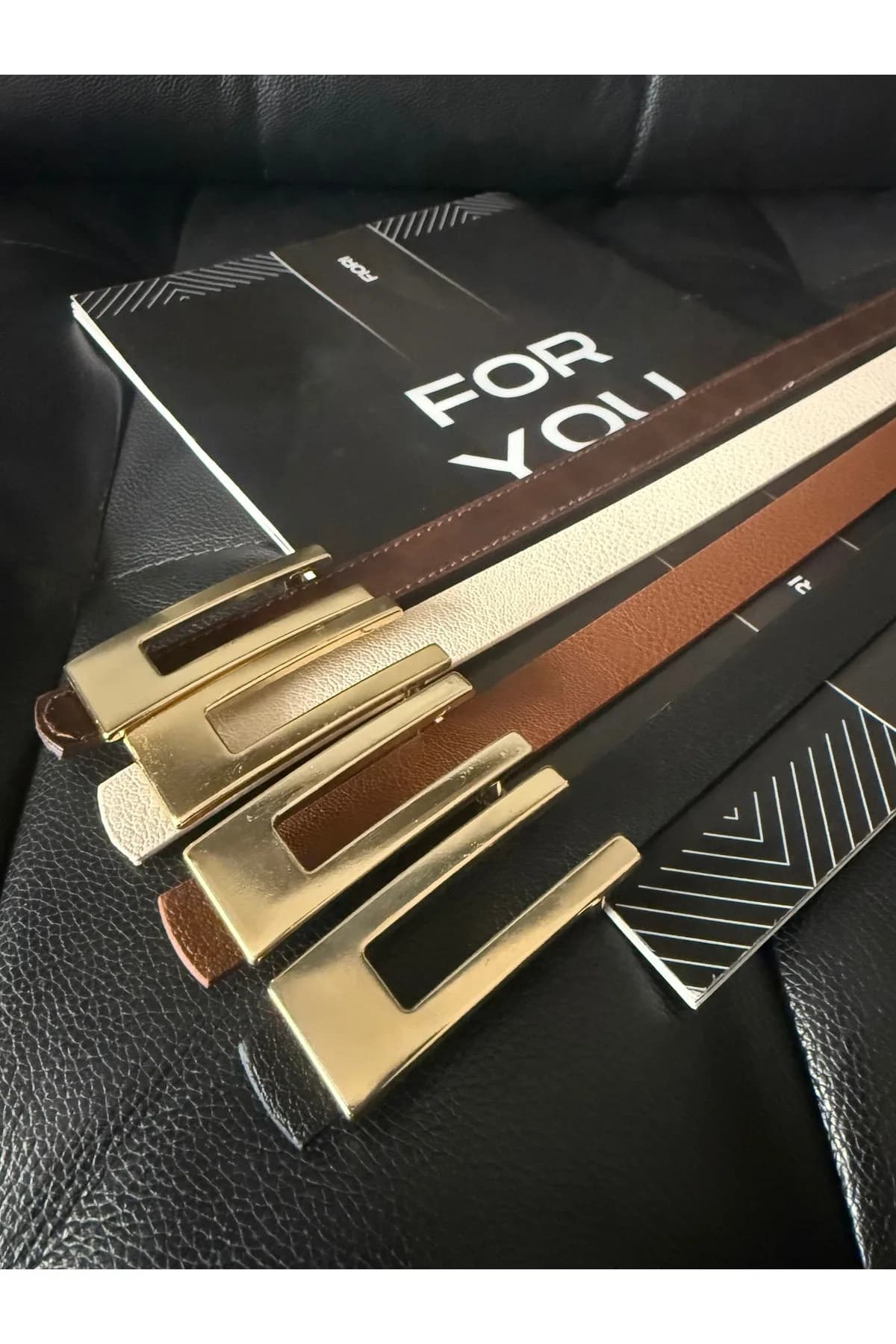 Tasarım Gold Tokalı Ince Kadın Kemeri, Ceket Kemeri, Gömlek Kemeri, Elbise Kemeri - Siyah-Taba-Bej-Kahve