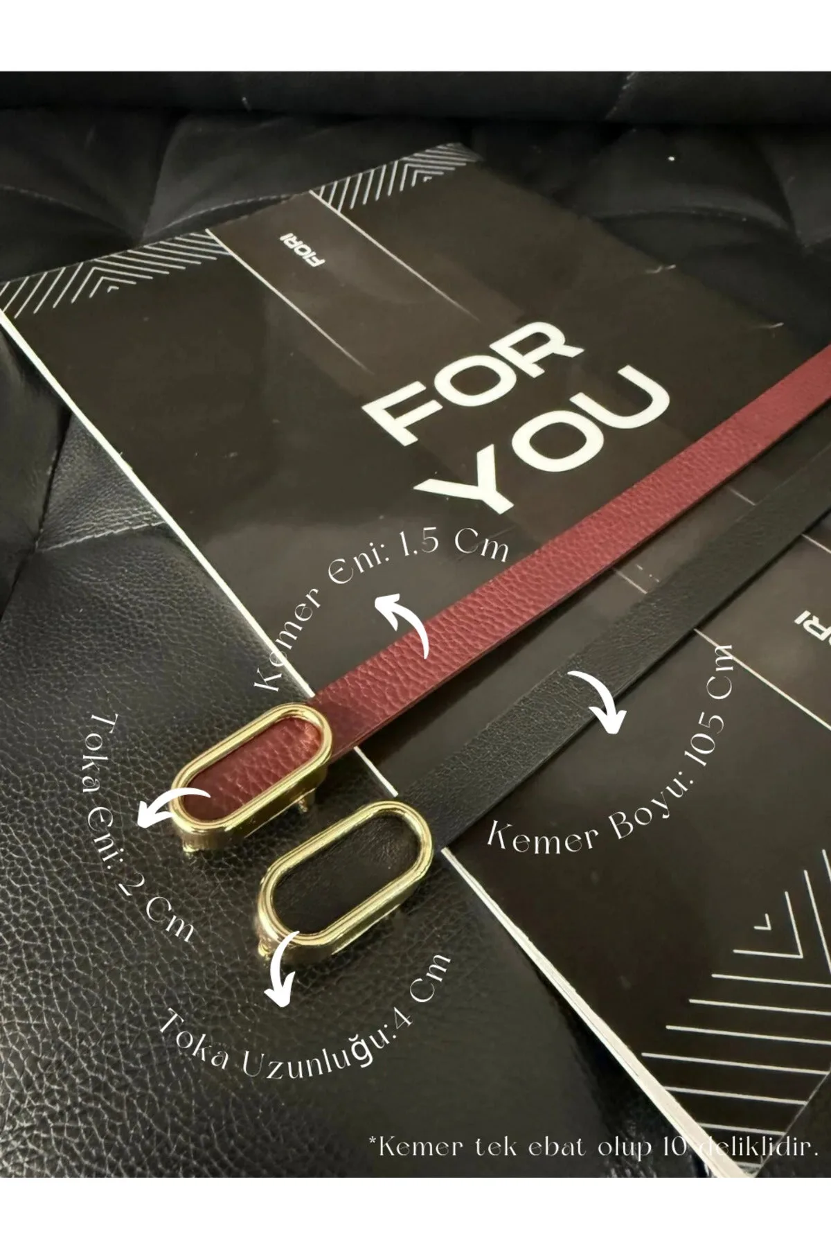 2’li Ithal Oval Gold Tokalı Ince Kemer, Pantolon Kemeri, Gömlek Kemeri, Ceket Kemeri - Siyah-Bordo