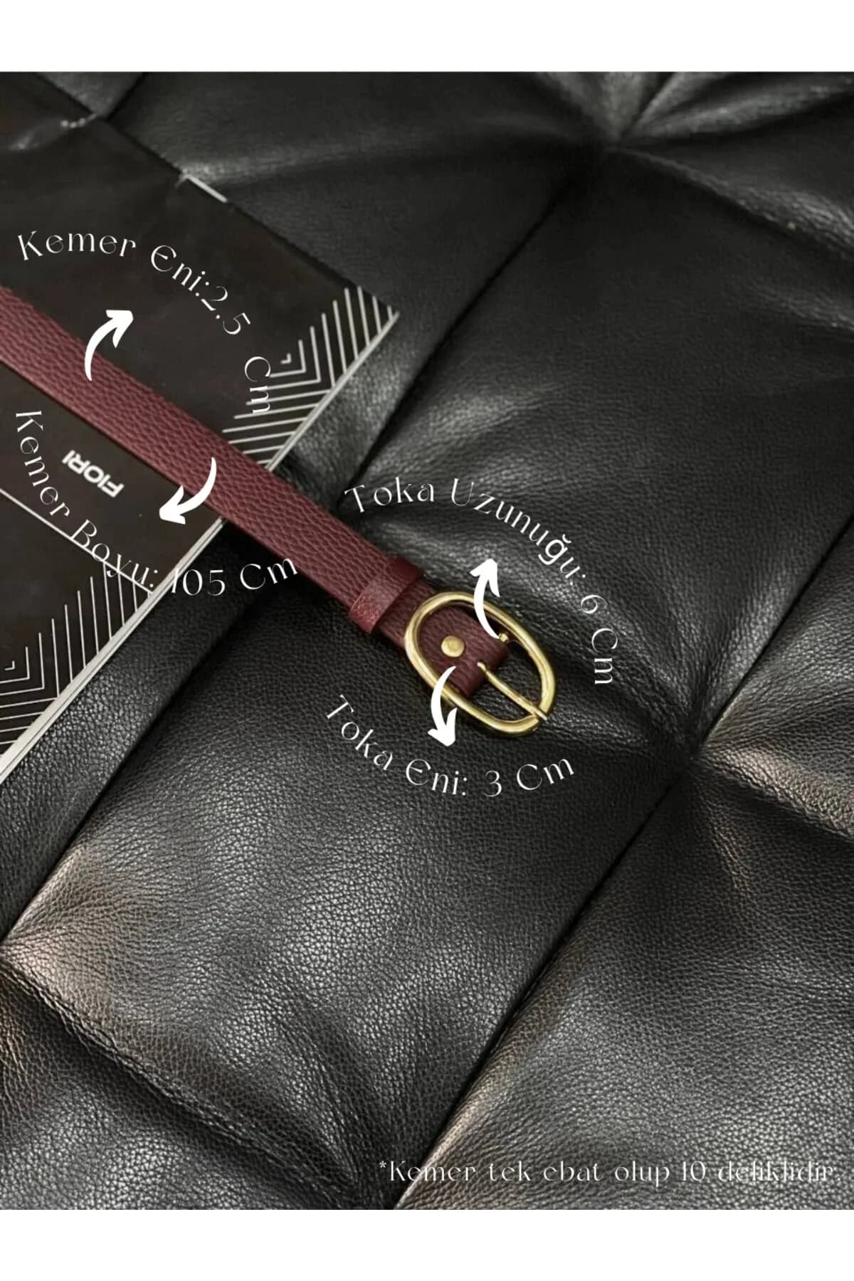 Oval Gold Tokalı Kadın Pantolon Kemeri, Ceket Kemeri, Elbise Kemeri, Gömlek Kemeri - Bordo
