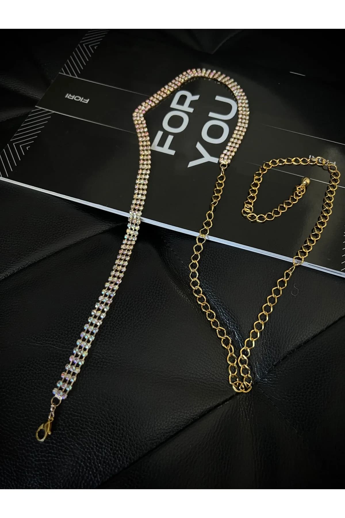 Kadın Gold Taşlı Zincir Kemer - Gold