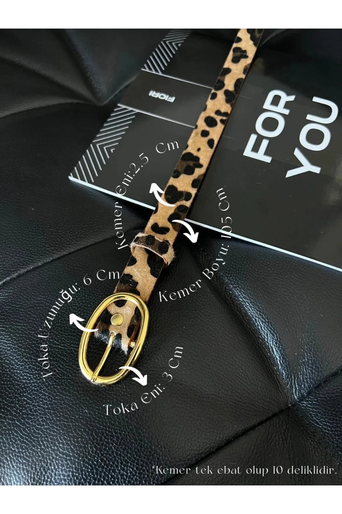 Oval Gold Tokalı Leopar Kadın Pantolon Kemeri, Ceket Kemeri, Elbise Kemeri, Gömlek Kemeri - Leopar