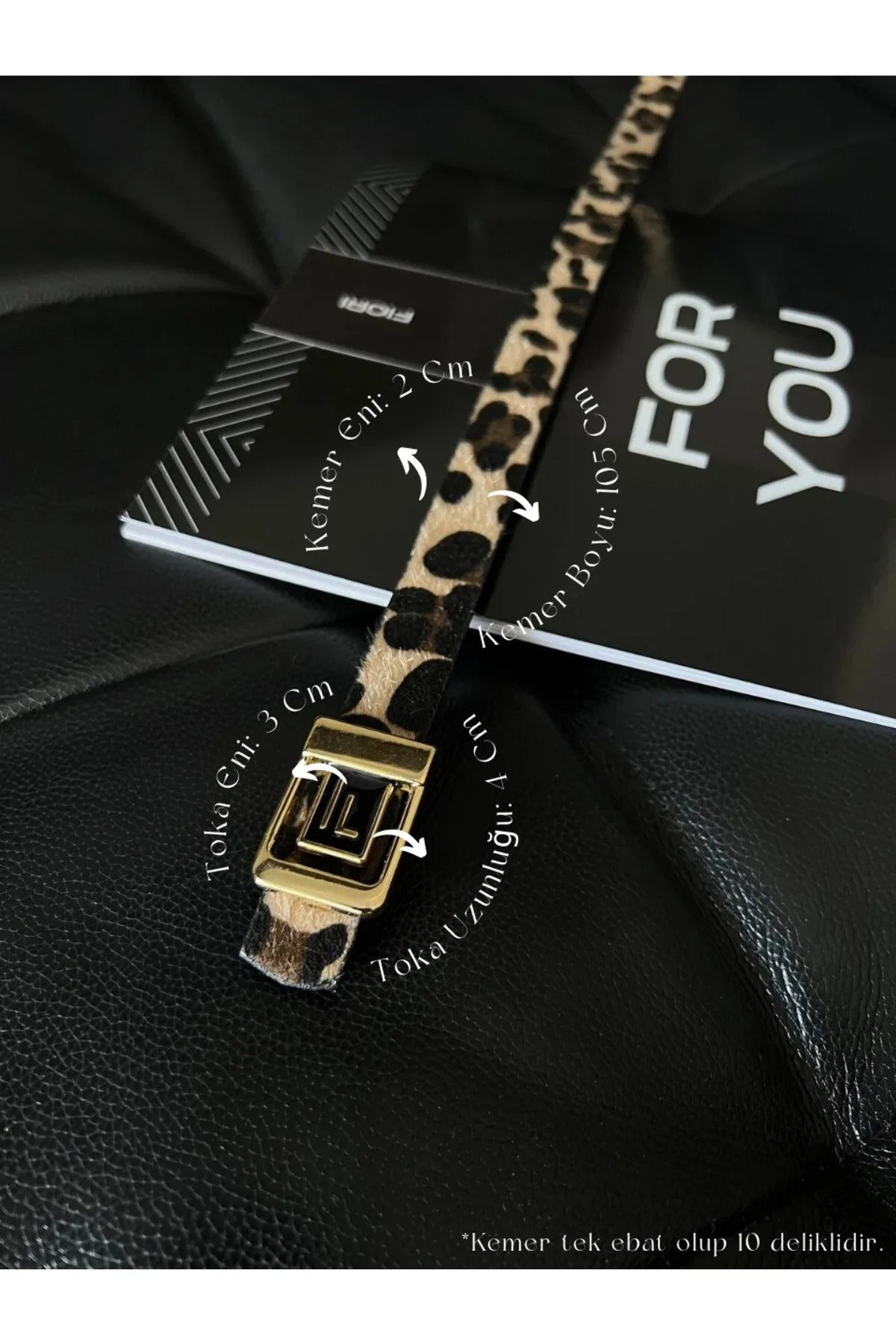 F Logolu Gold Tokalı Leopar Kadın Kemeri, Gold Kadın Kemeri, Pantolon Kemeri, Ceket Kemeri - Leopar